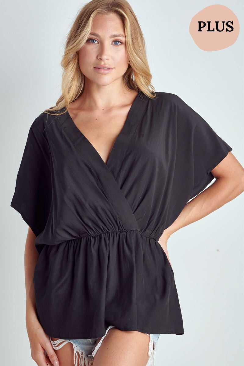 Plus Size Suzi Surplice Top- Multiple Colors