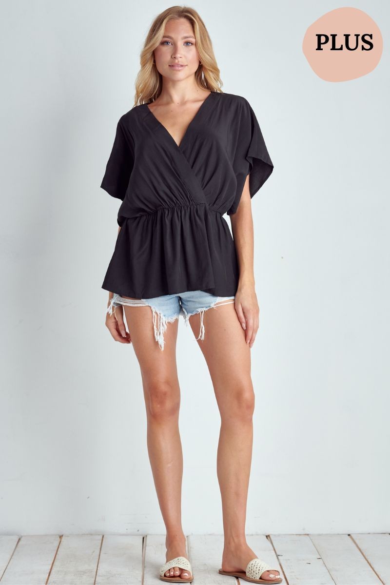 Plus Size Suzi Surplice Top- Multiple Colors