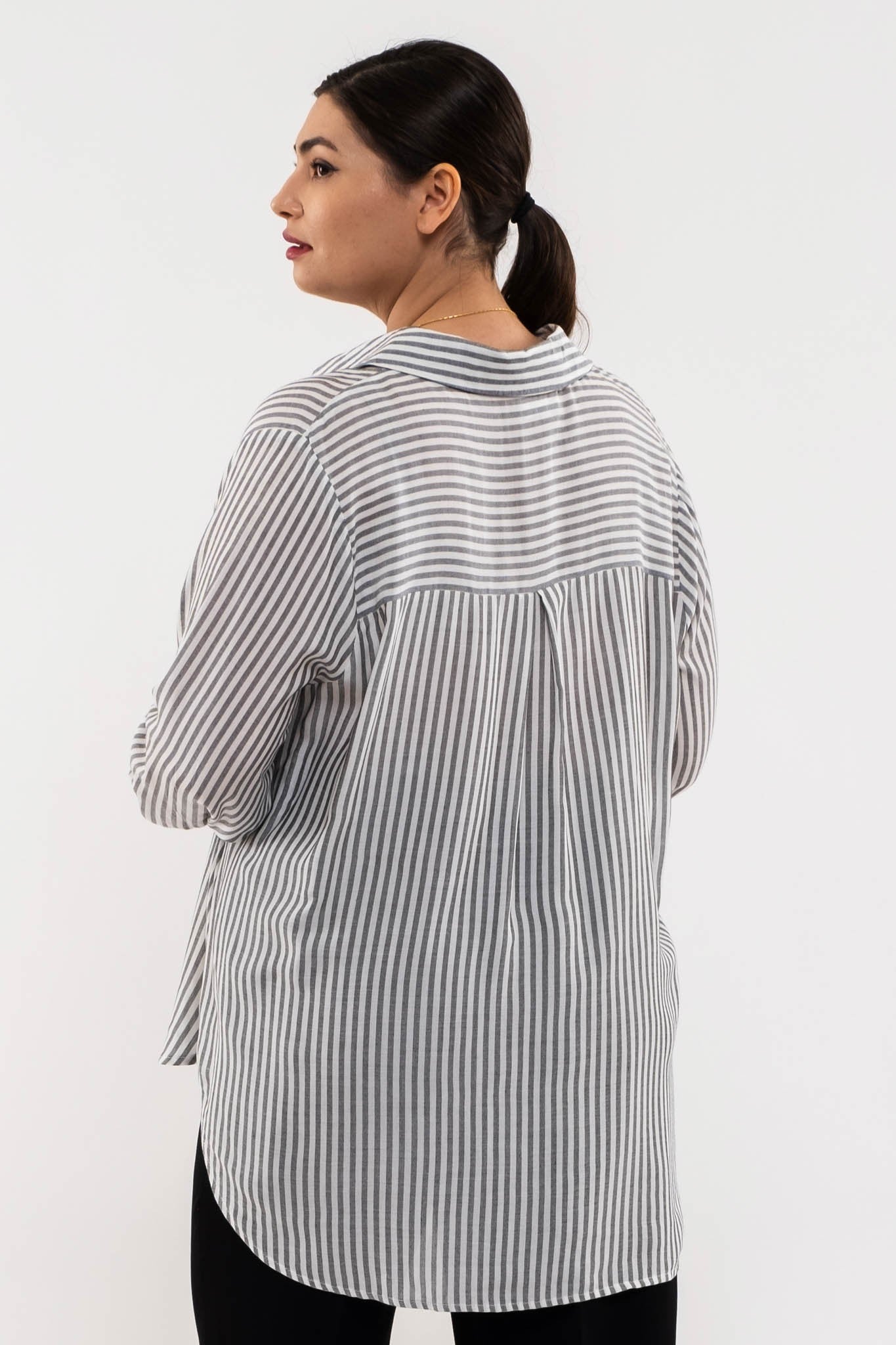Plus Size Bree Striped Button Down Top
