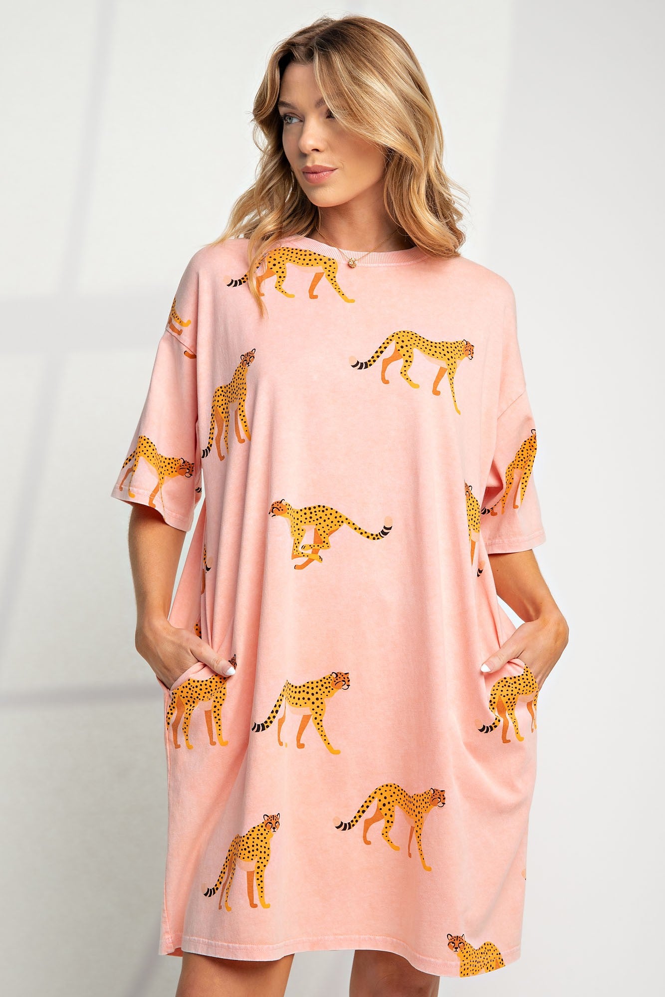 Cheetah Print Shirt Dress - Multiple Colors