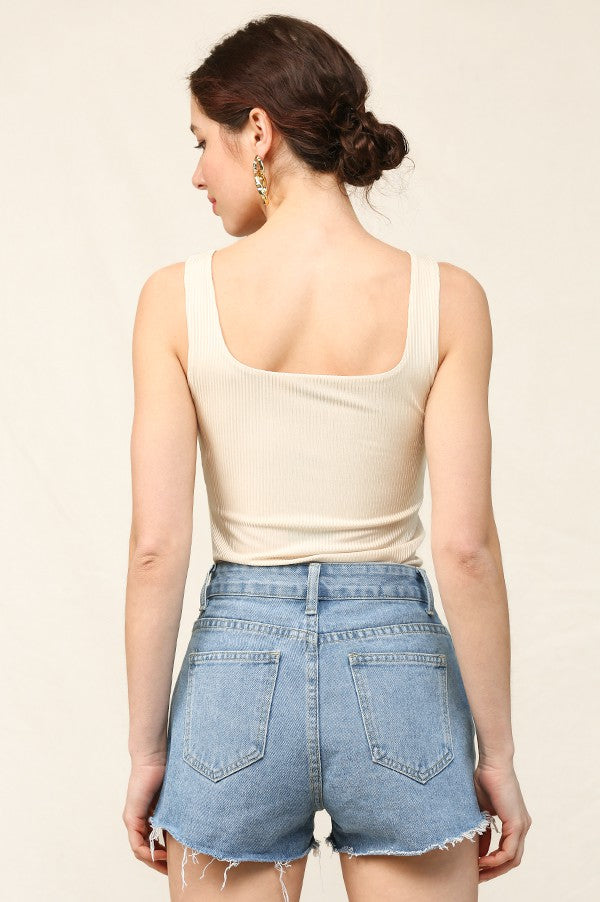 Ribbed Square Neck Tank