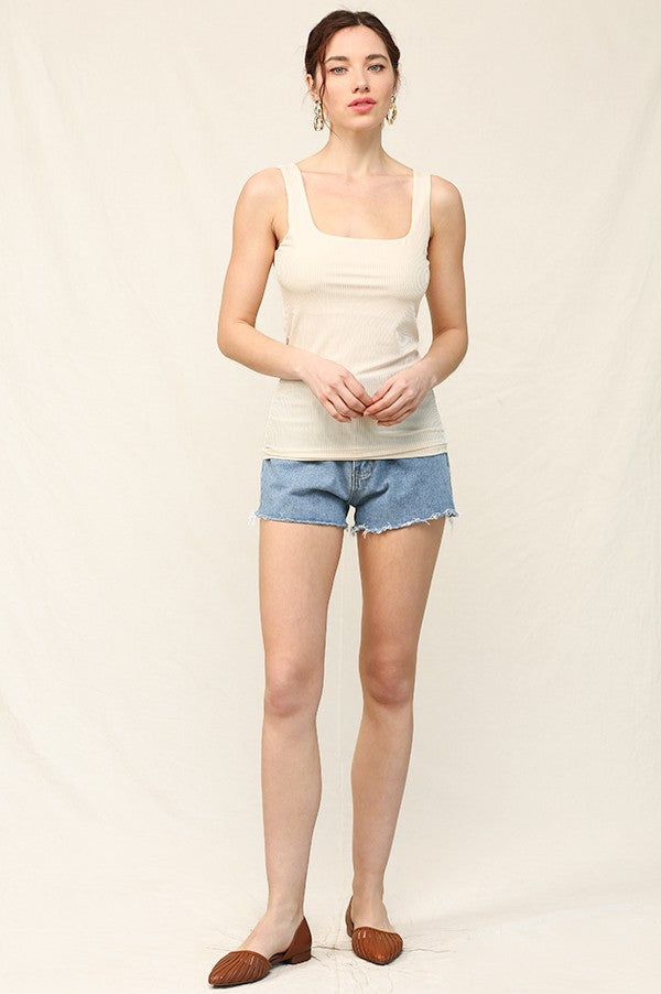 Ribbed Square Neck Tank