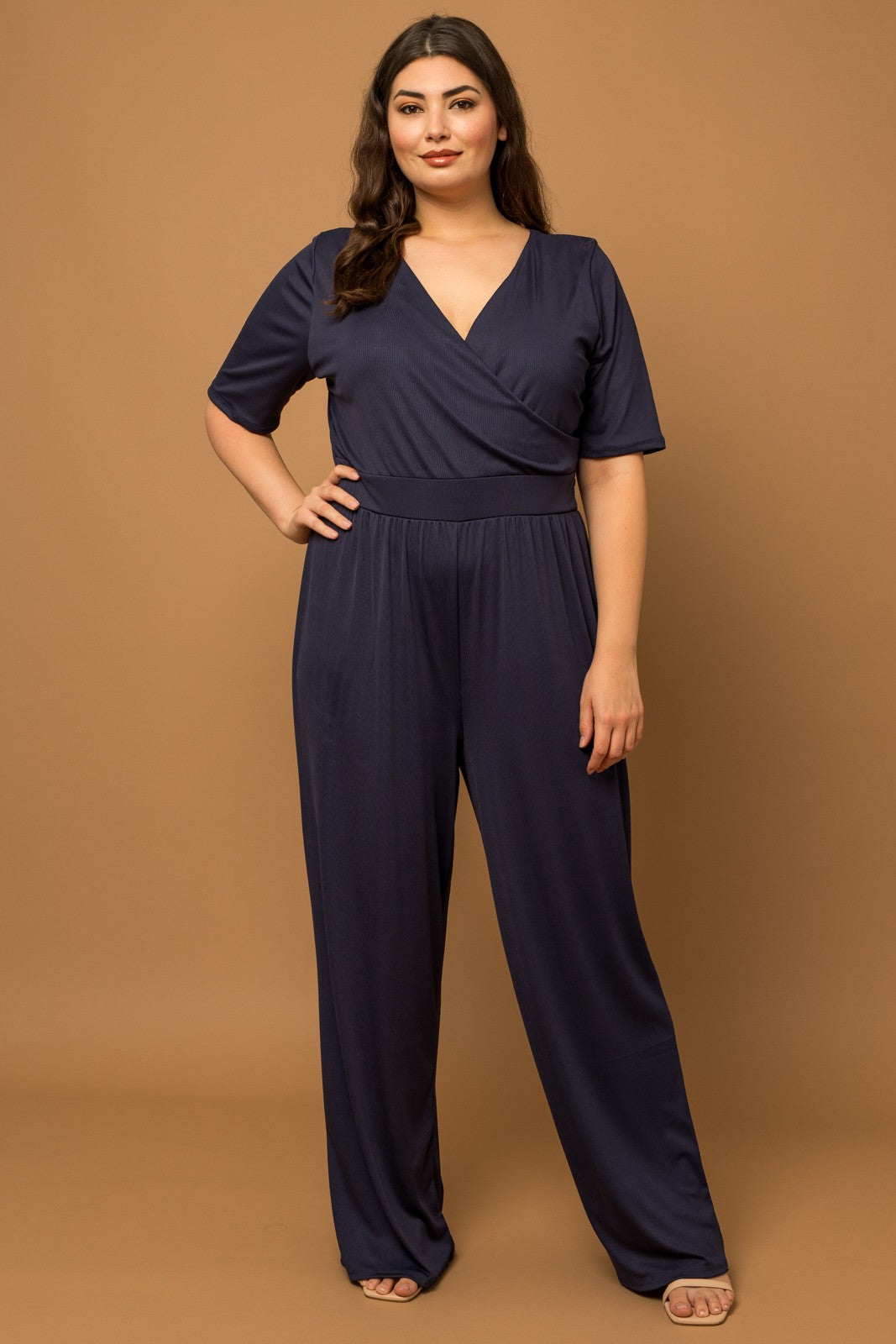 Plus Size Short Sleeve Jumpsuit
