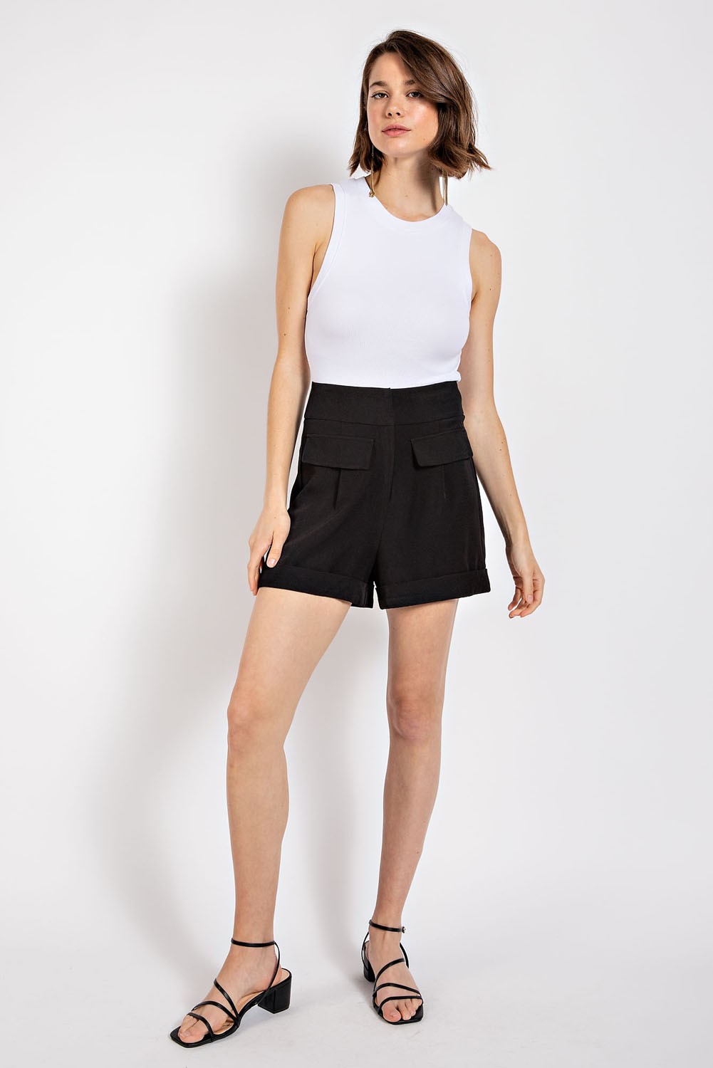 Hillary High Rise Faux Pocket Shorts