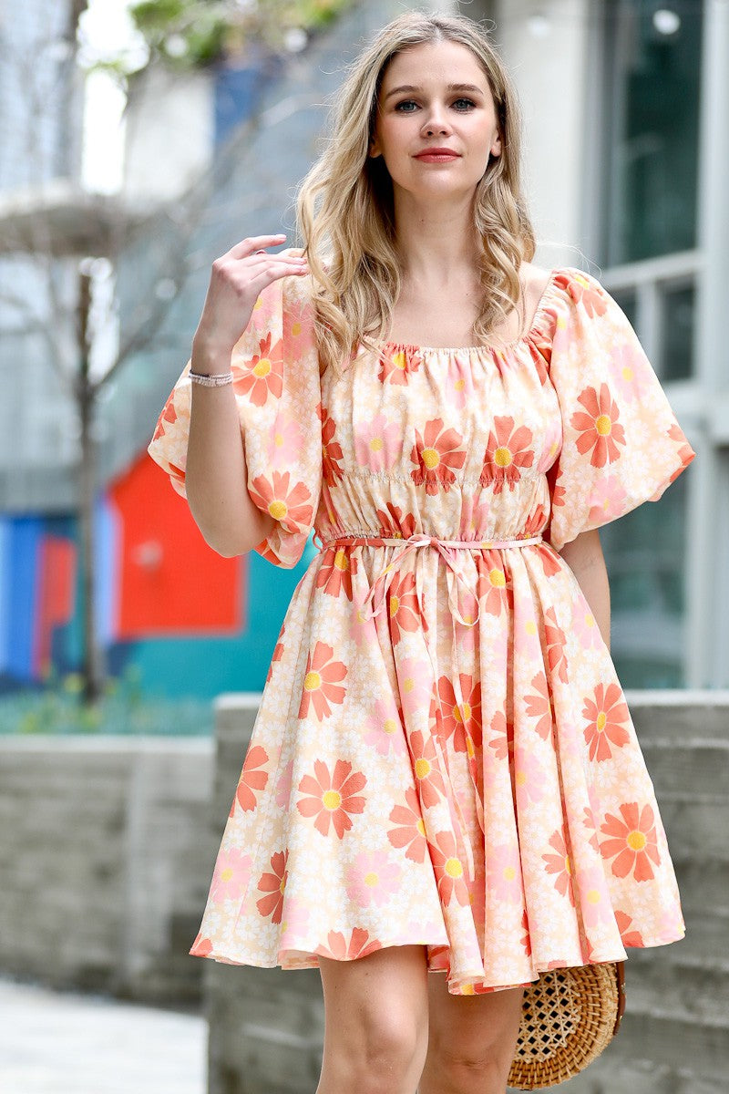 Amie Puff Sleeve Floral Dress