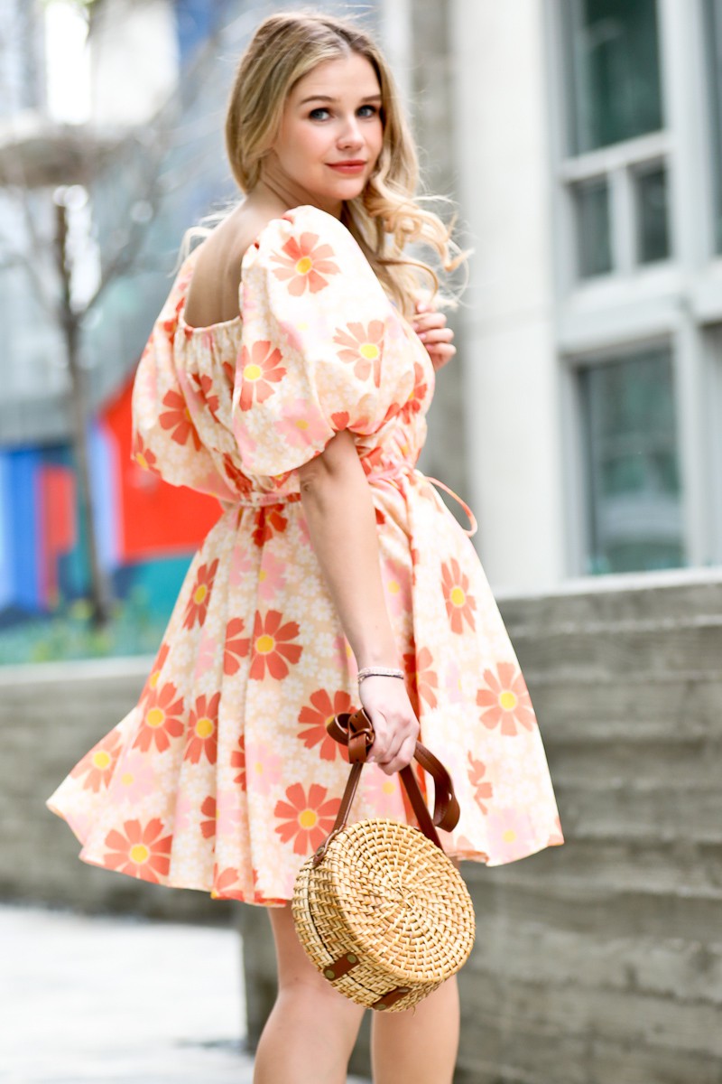Amie Puff Sleeve Floral Dress