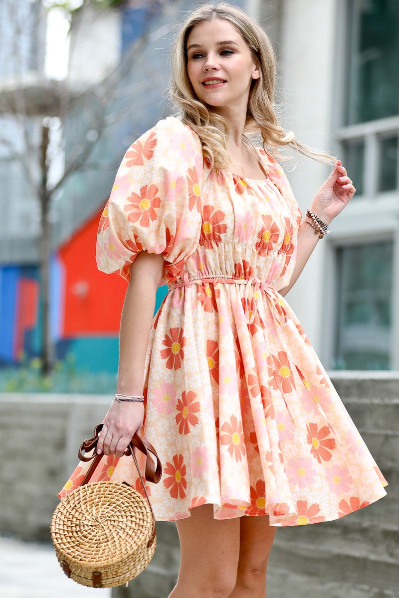 Amie Puff Sleeve Floral Dress