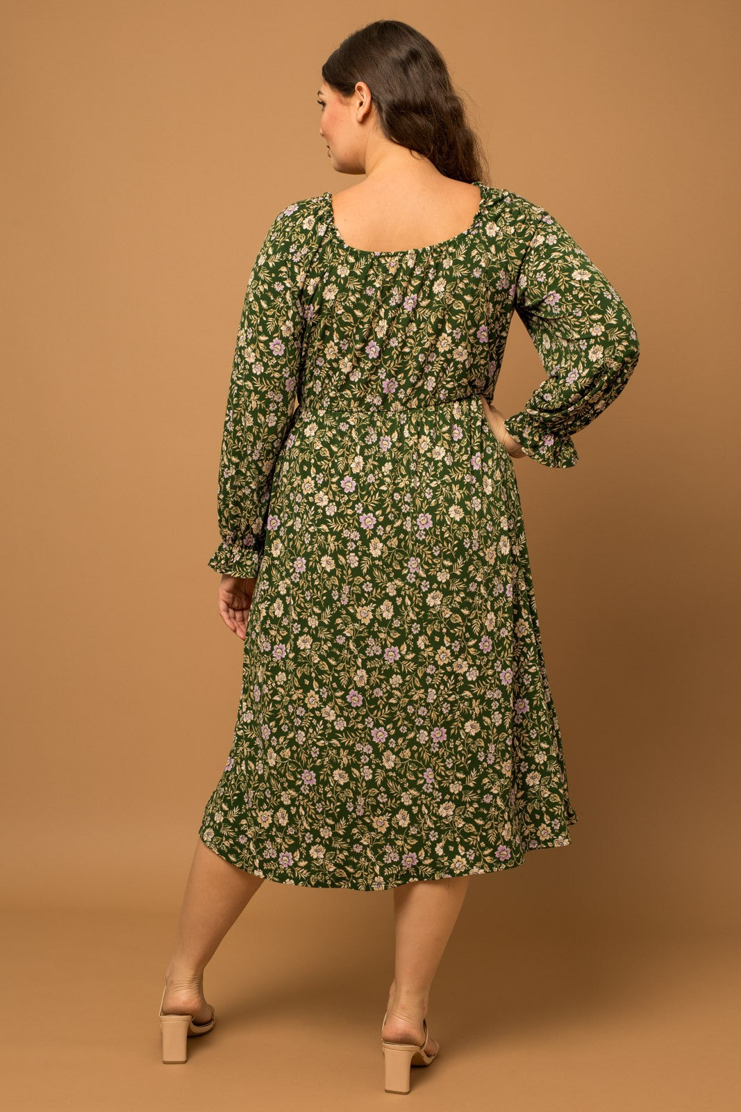 Plus Size Whimsical Floral Print Dress