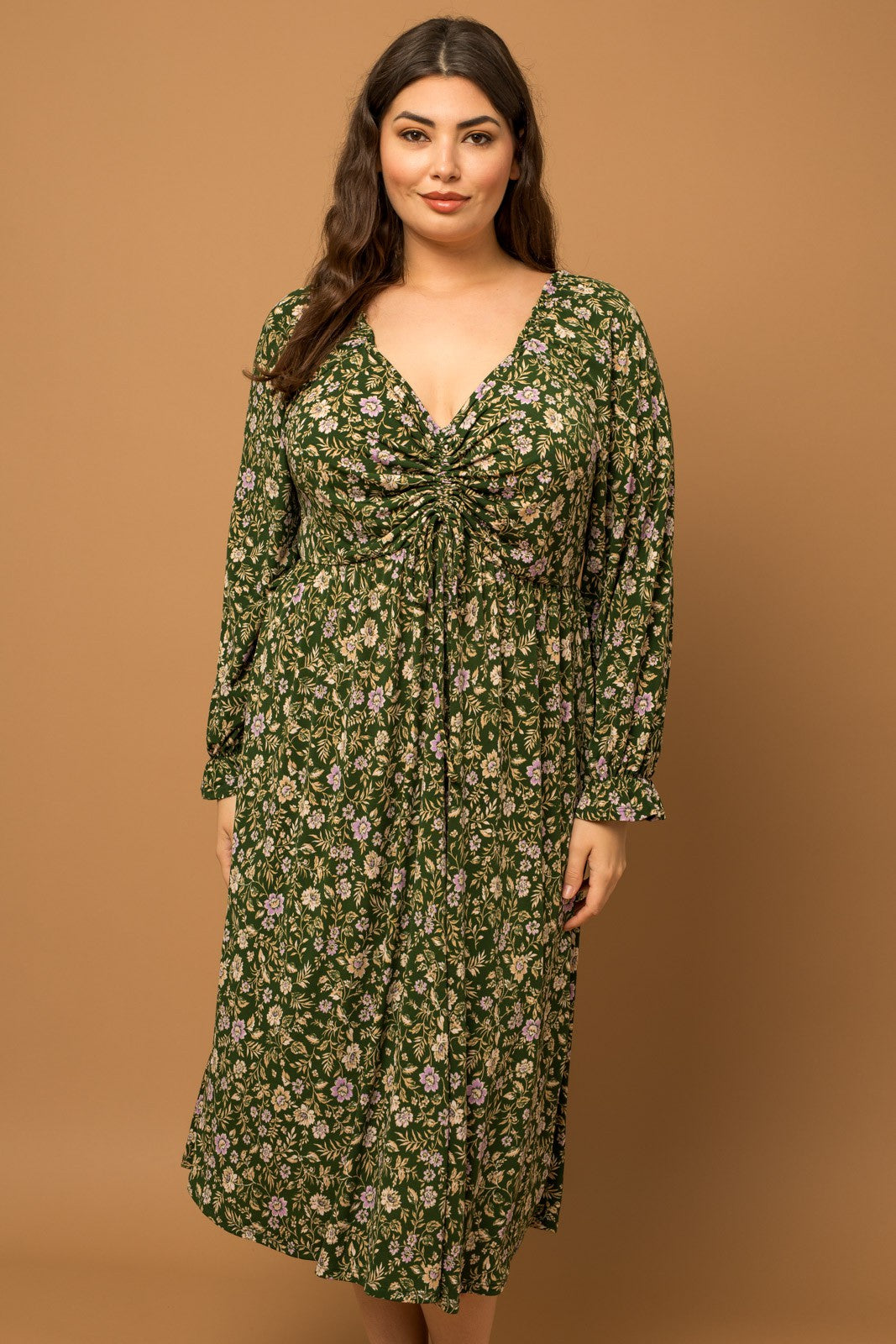 Plus Size Whimsical Floral Print Dress
