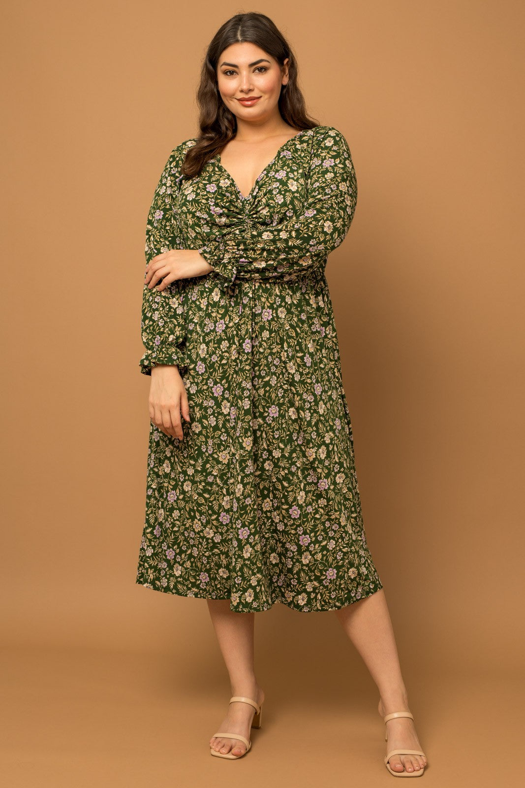 Plus Size Whimsical Floral Print Dress