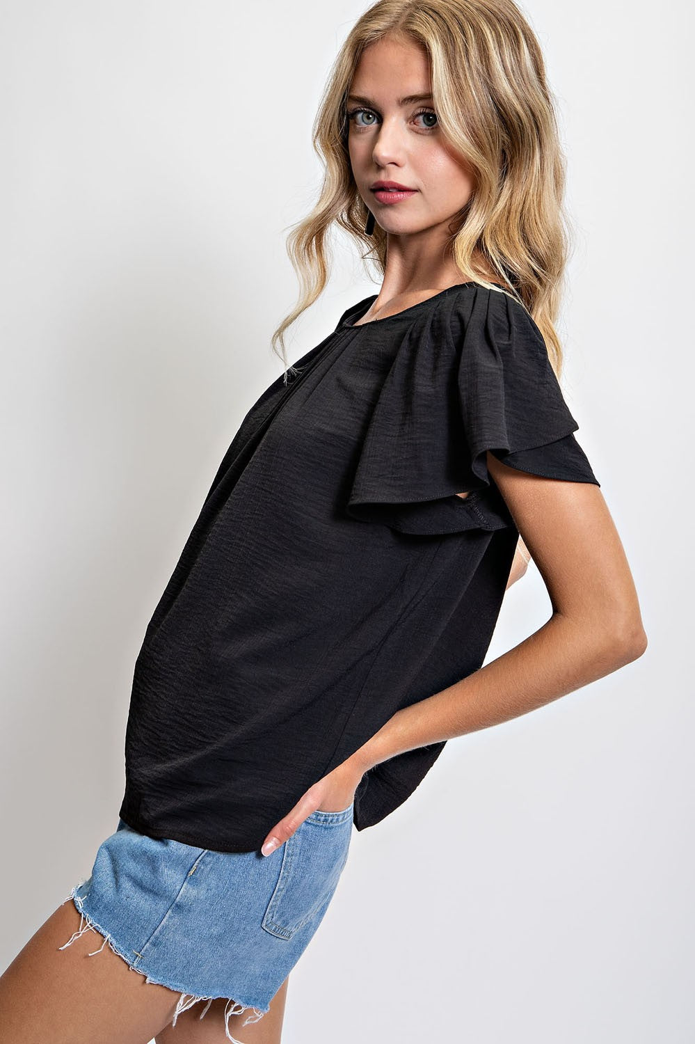 Adeline Flutter Sleeve Blouse - Multiple Colors