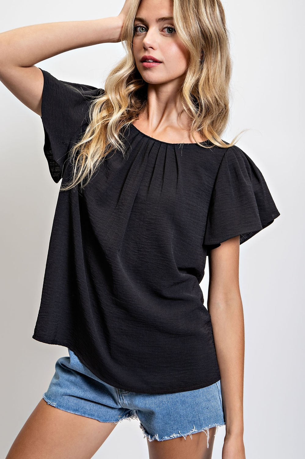 Adeline Flutter Sleeve Blouse - Multiple Colors