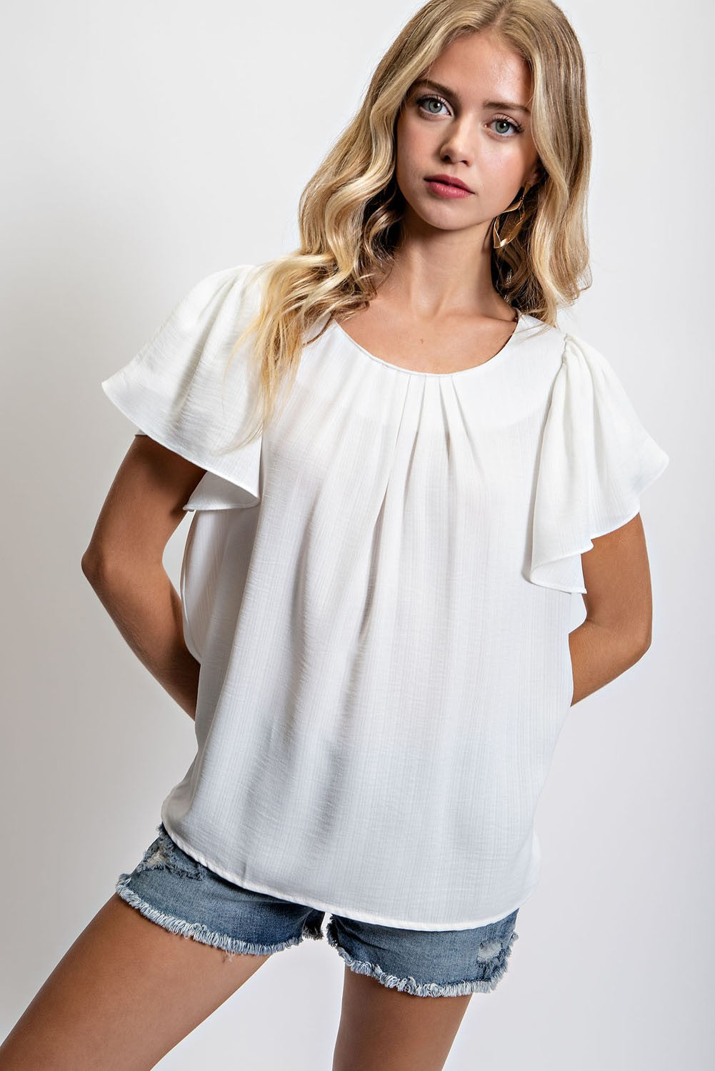 Adeline Flutter Sleeve Blouse - Multiple Colors