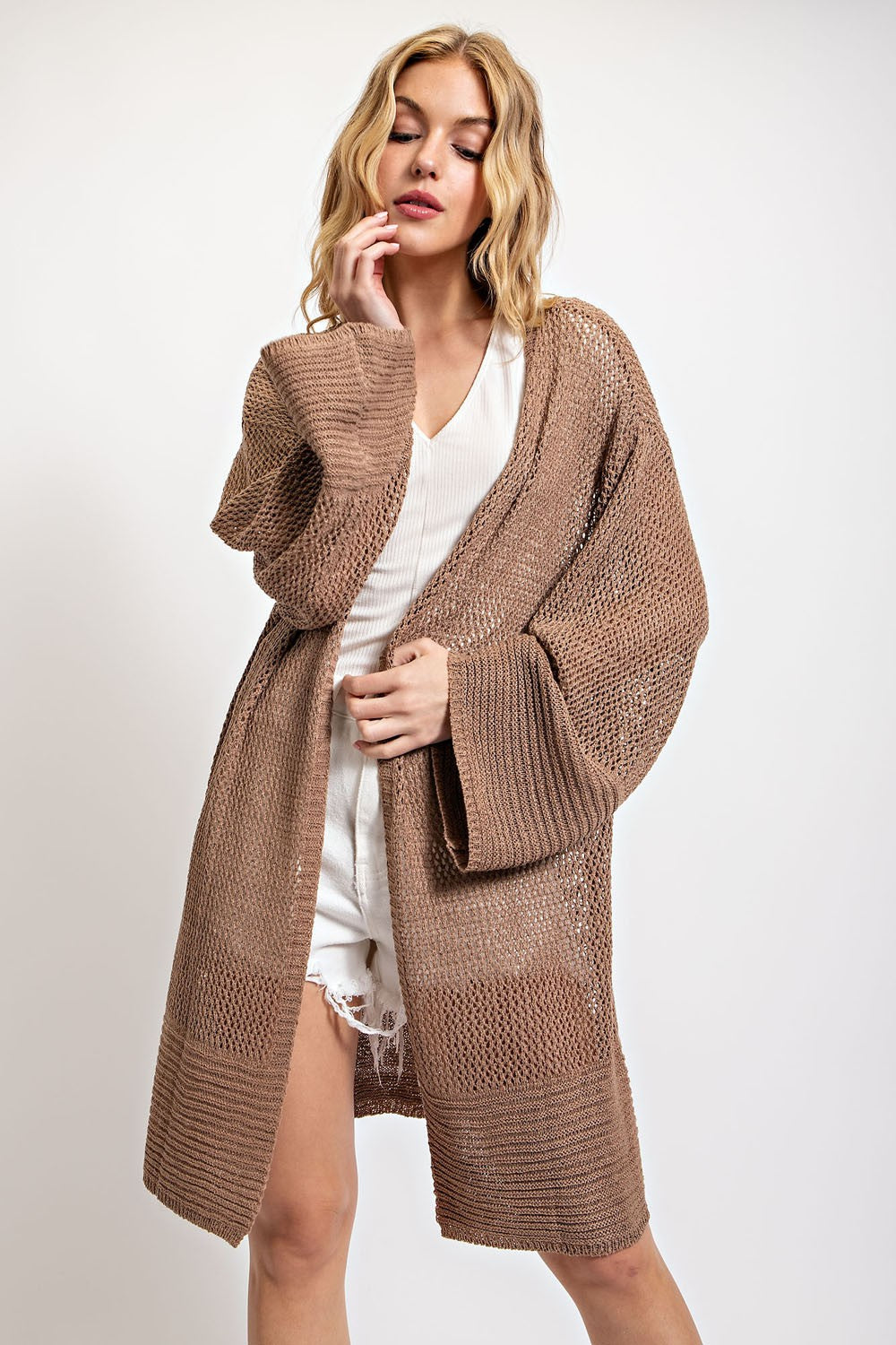 Tan Mesh Cardigan
