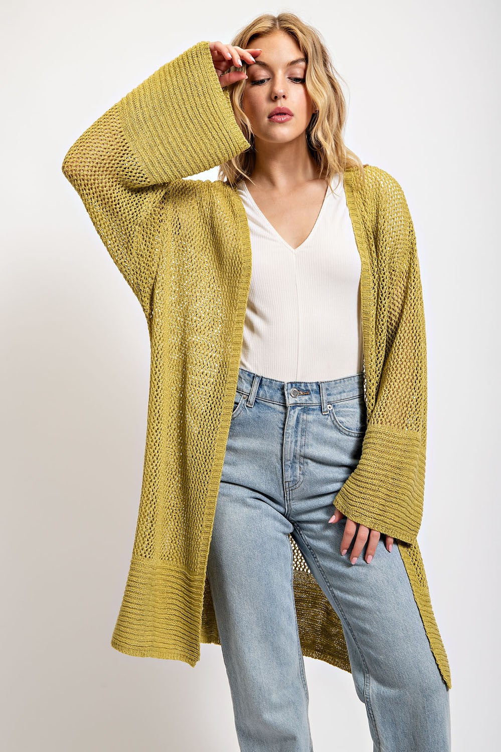 Apple Green Mesh Cardigan