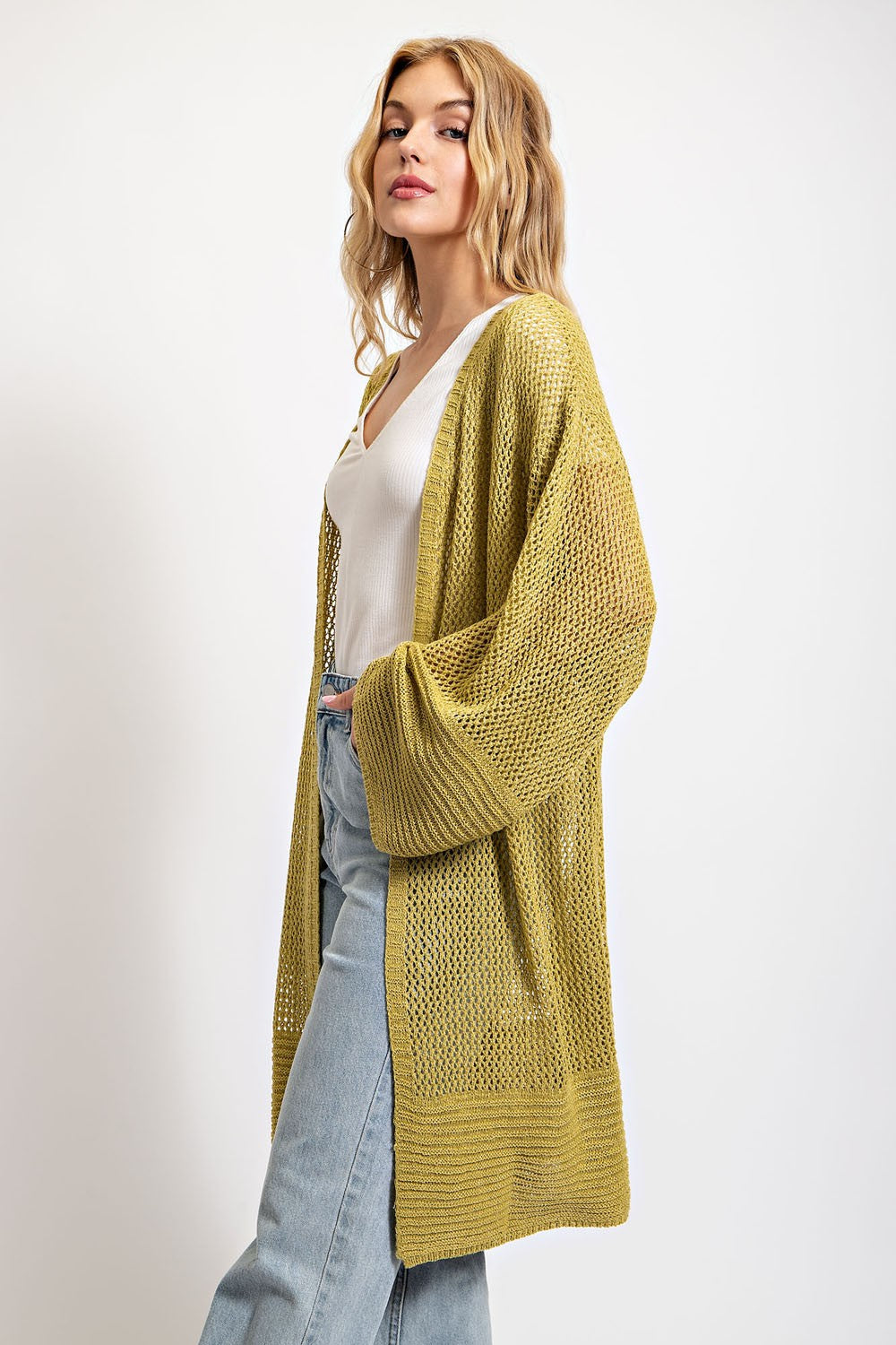 Apple Green Mesh Cardigan