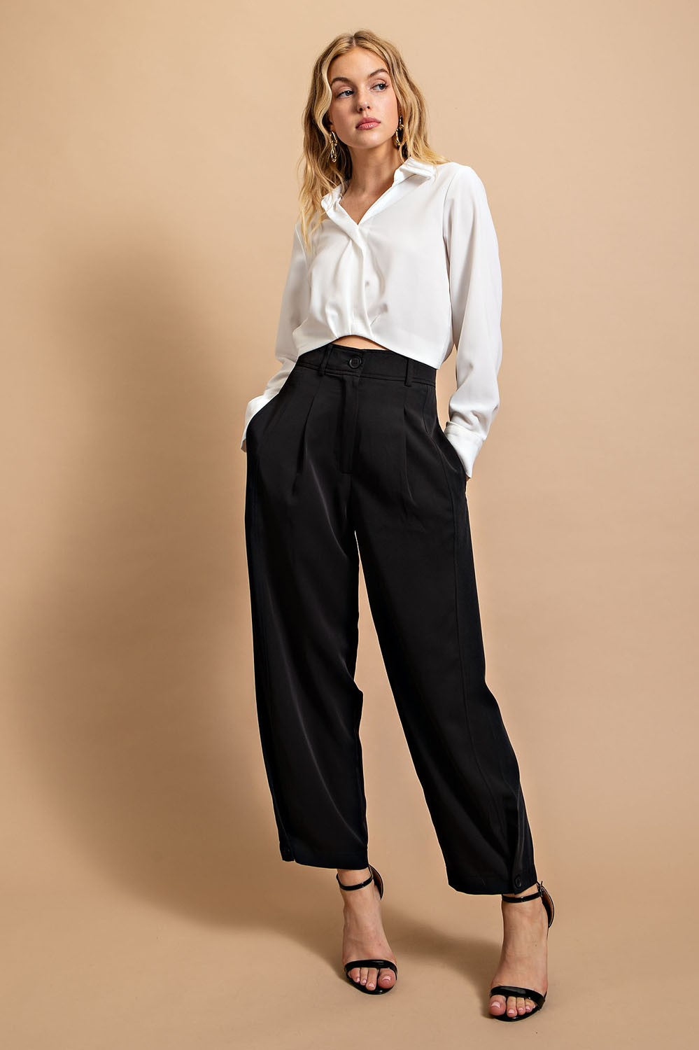 Adrianna Black Pleated Pants