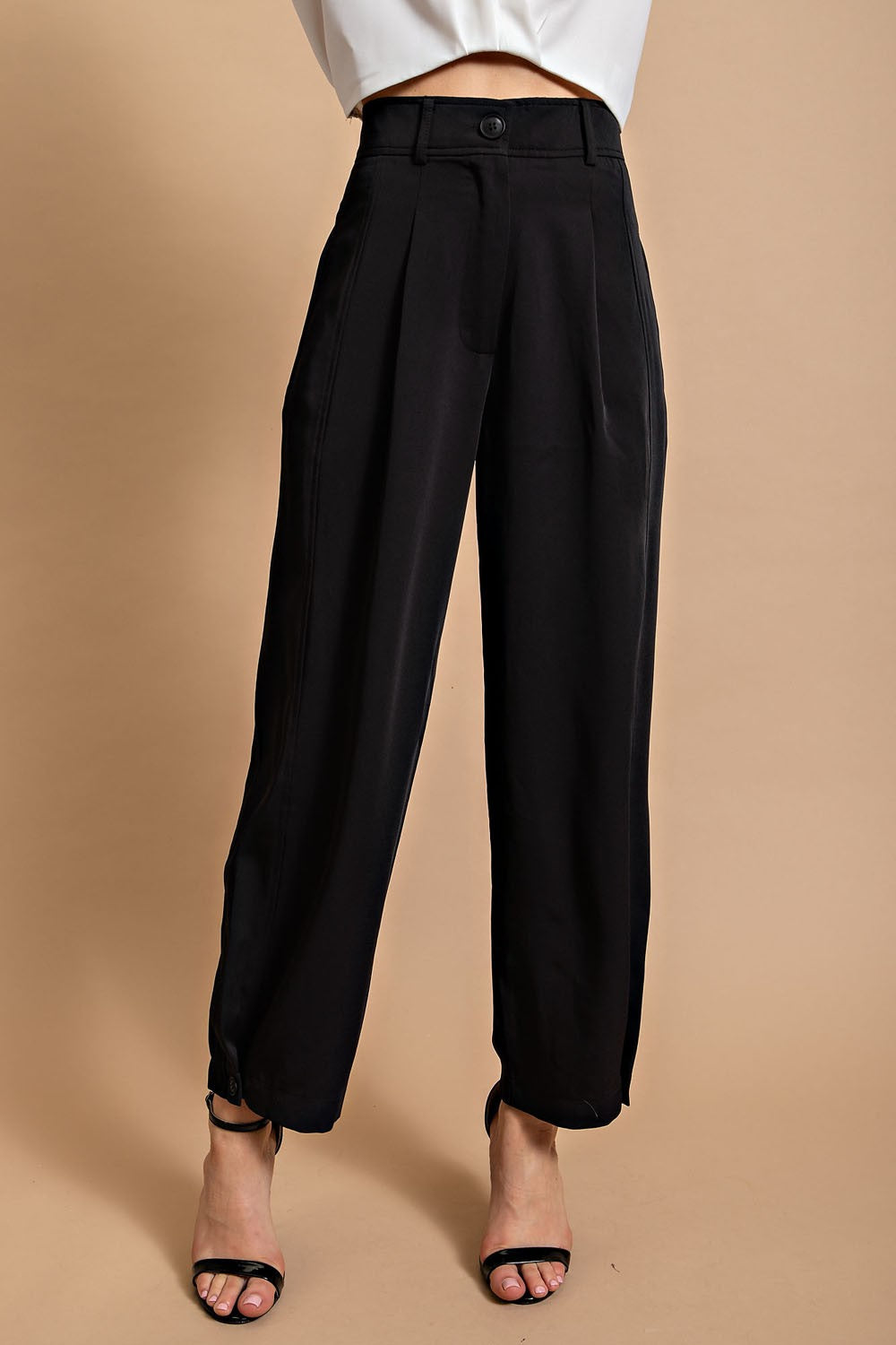 Adrianna Black Pleated Pants