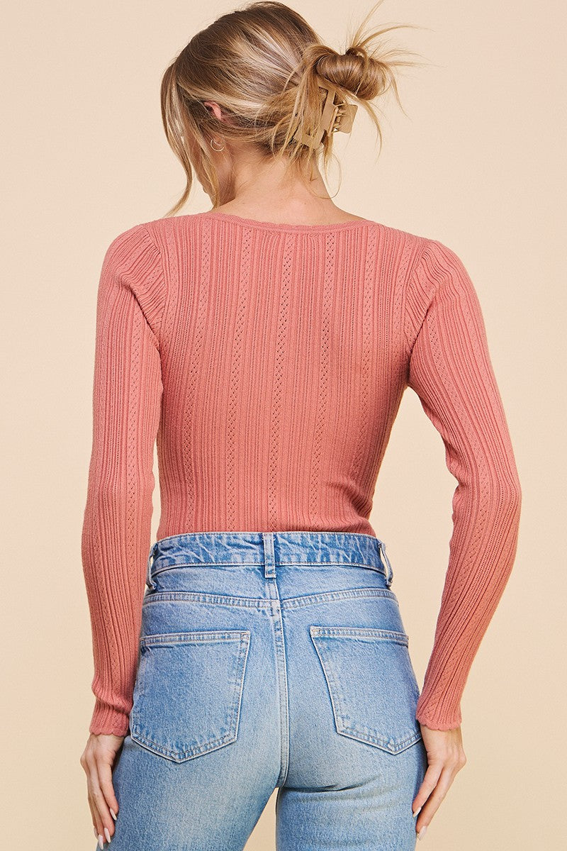 Antique Rose Ribbed Bodysuit