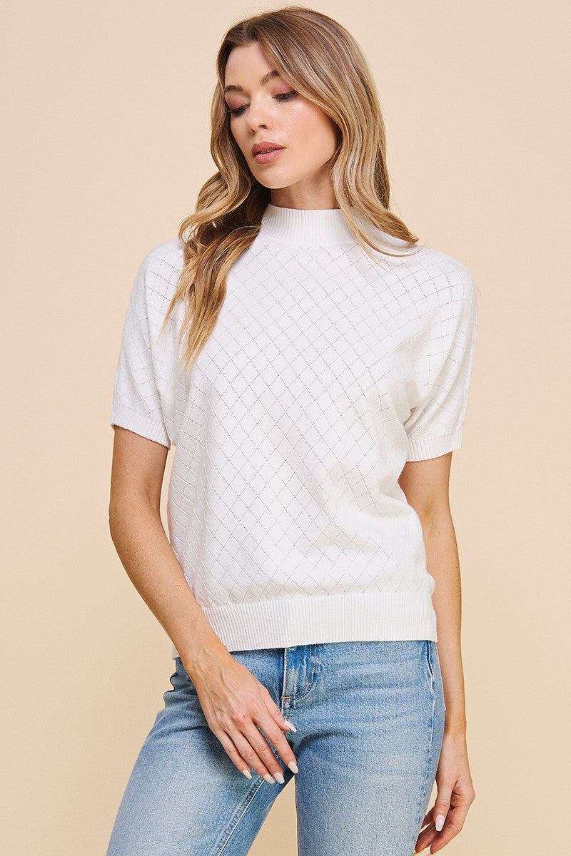 Short Sleeve Pointelle Top - Multiple Colors