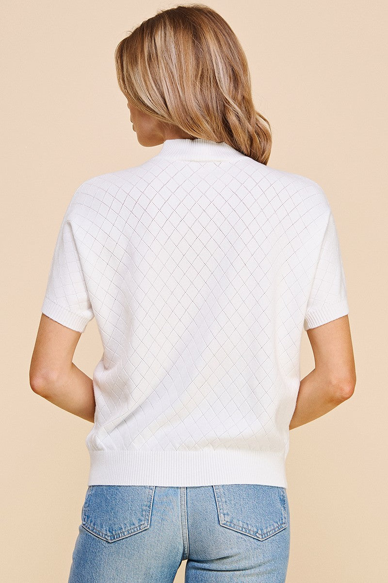 Short Sleeve Pointelle Top - Multiple Colors