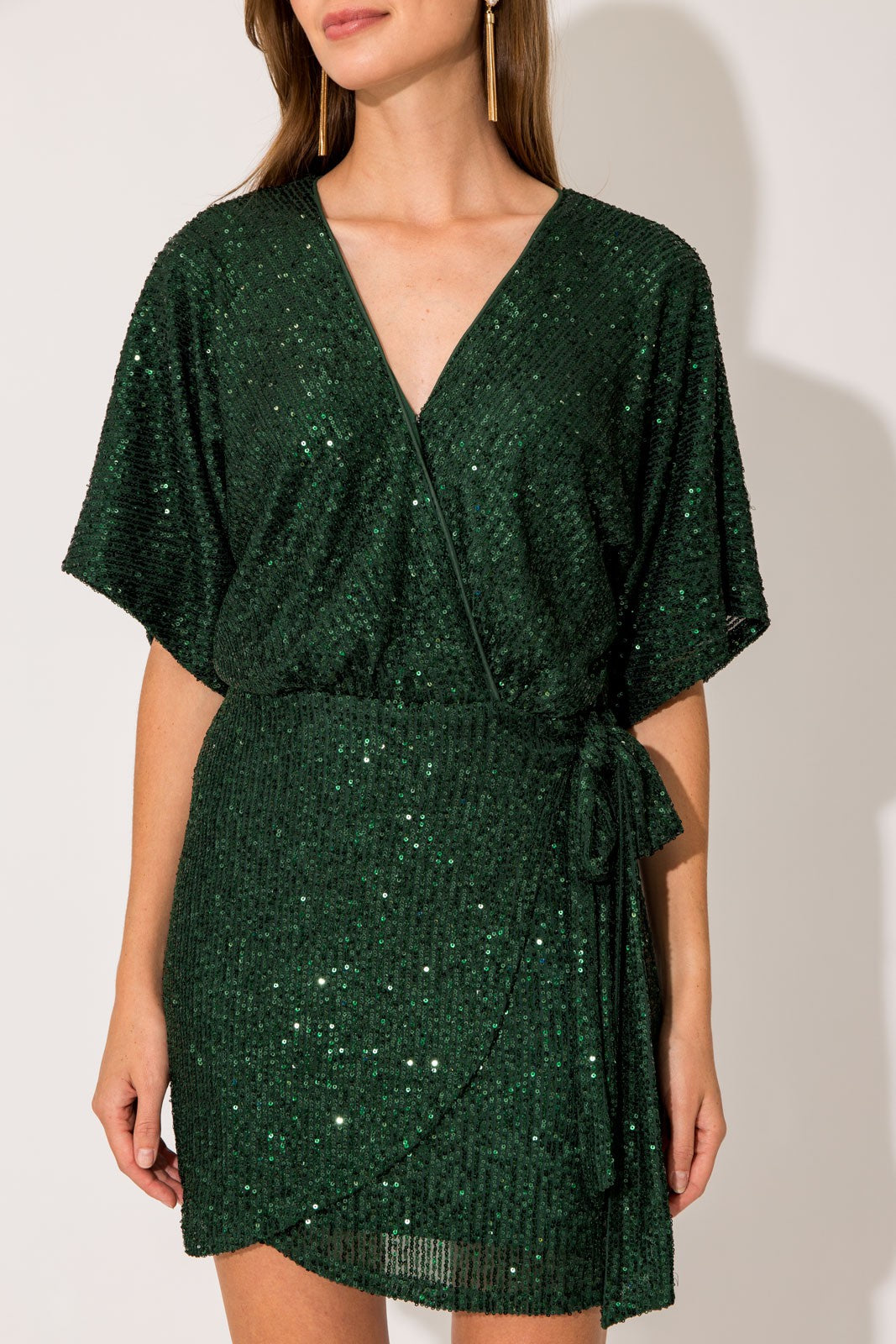 Faux Wrap Sequin Dress