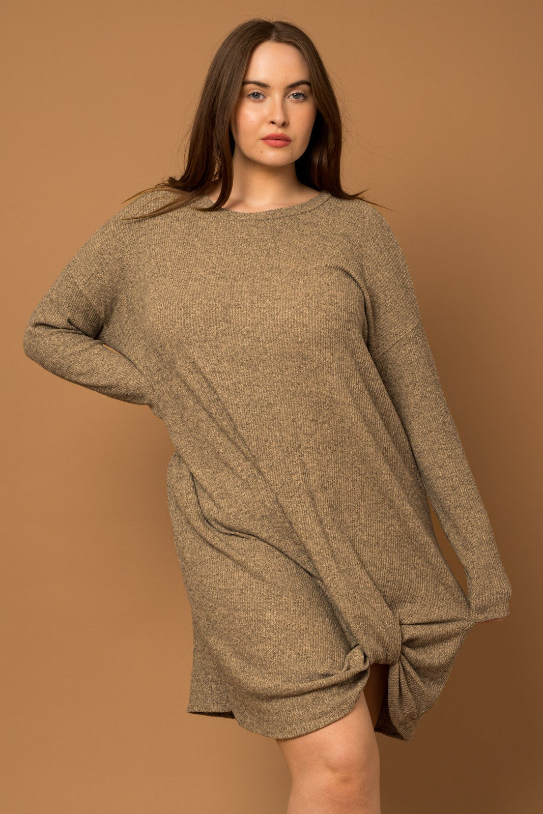 Plus Size Torrin Hem Twist Ribbed Dress