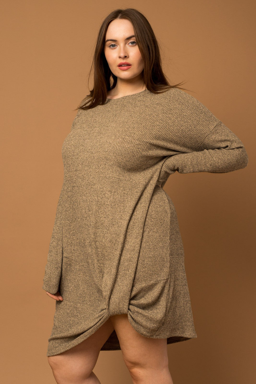 Plus Size Torrin Hem Twist Ribbed Dress