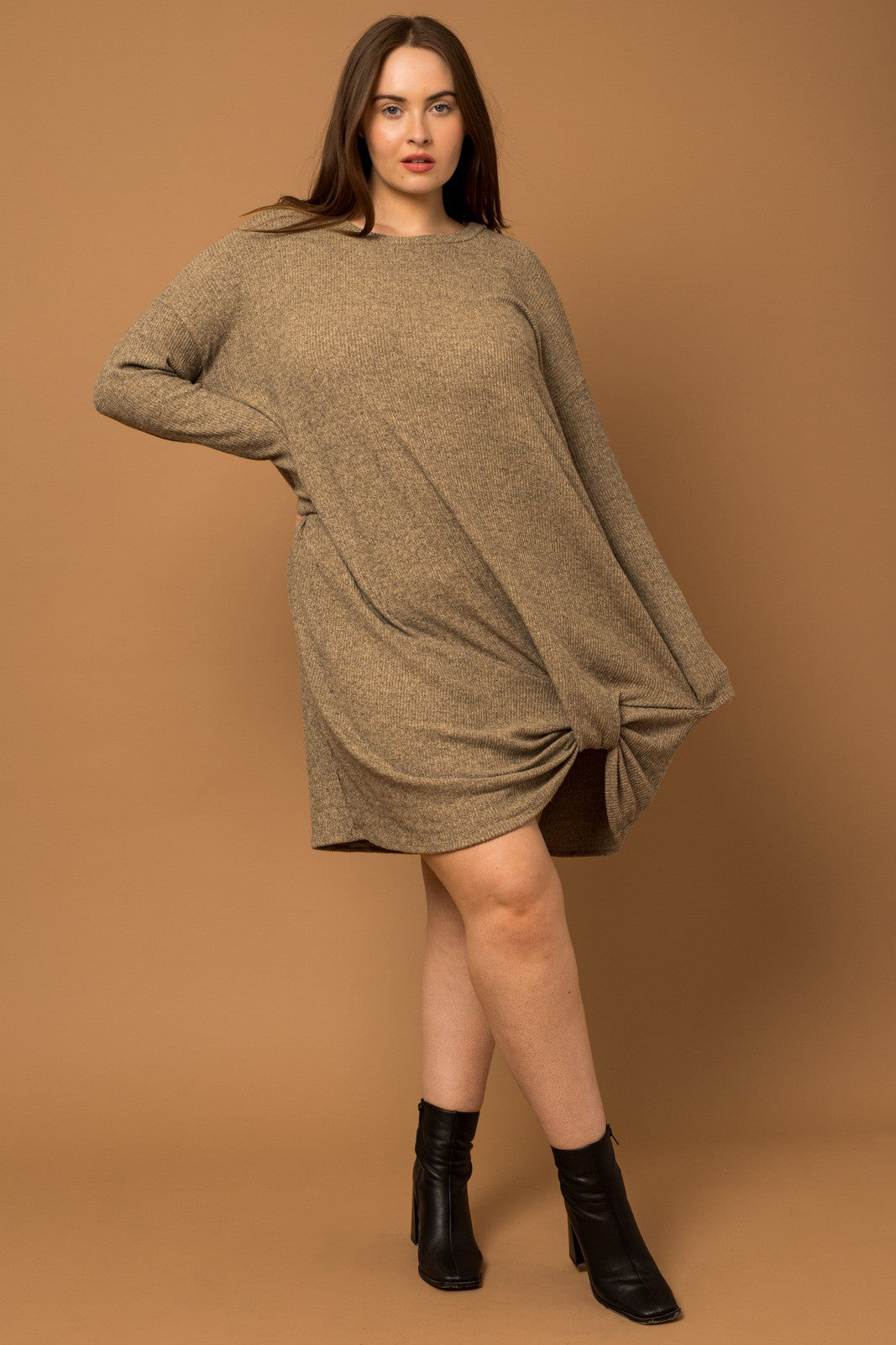 Plus Size Torrin Hem Twist Ribbed Dress