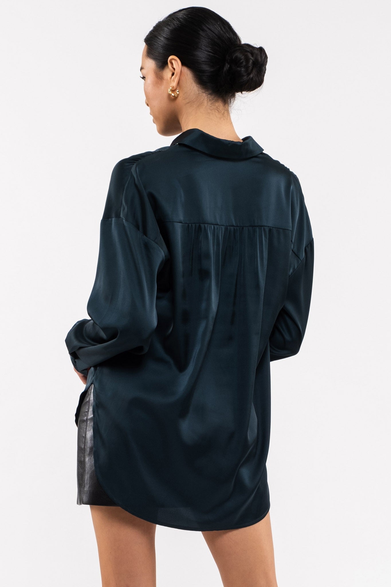 Satin Long Sleeve Button Up- Multiple Colors