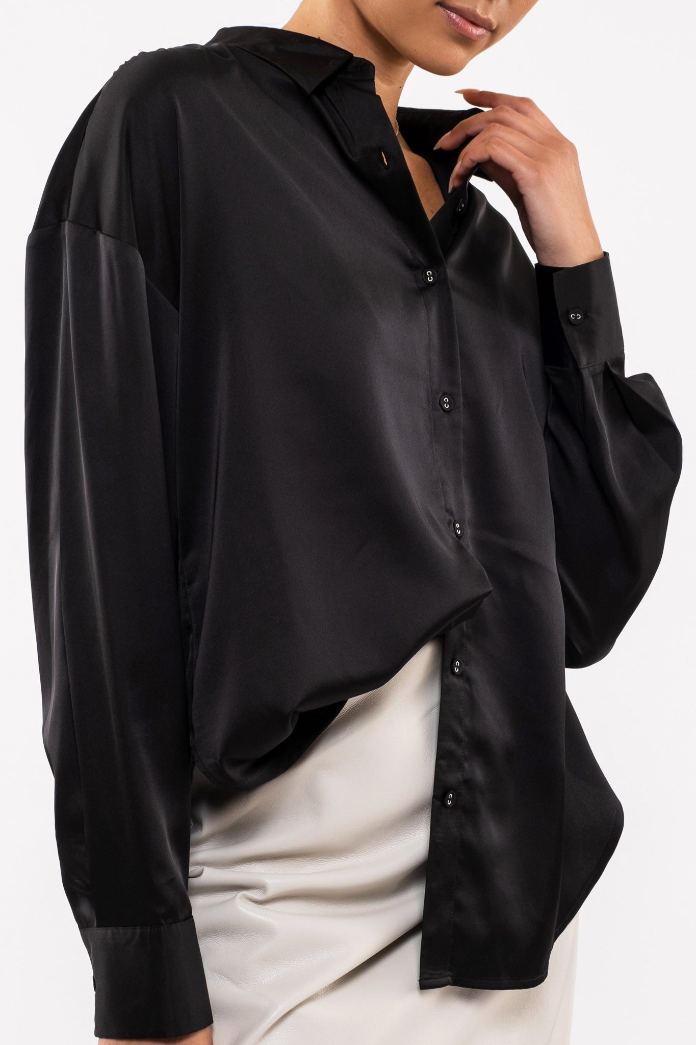 Satin Long Sleeve Button Up- Multiple Colors