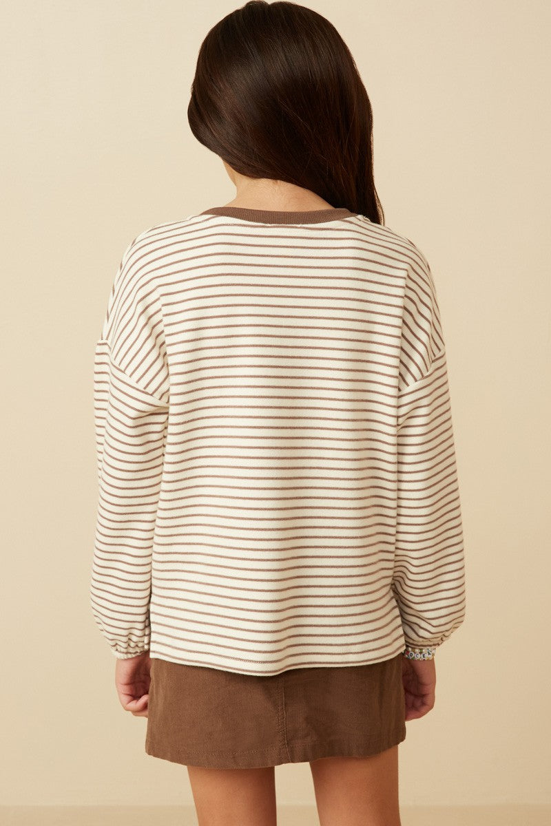 Girl's Taupe Stripe Top