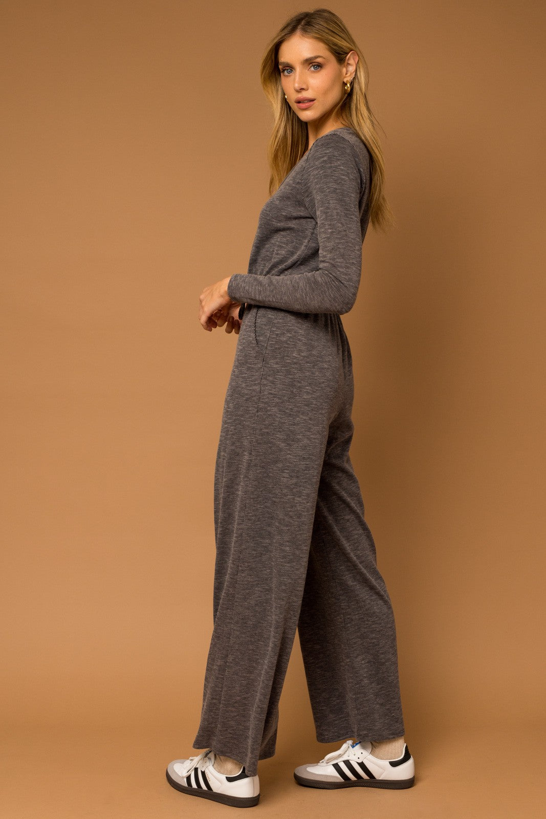 Callie Charcoal Ribbed Jumpsuit