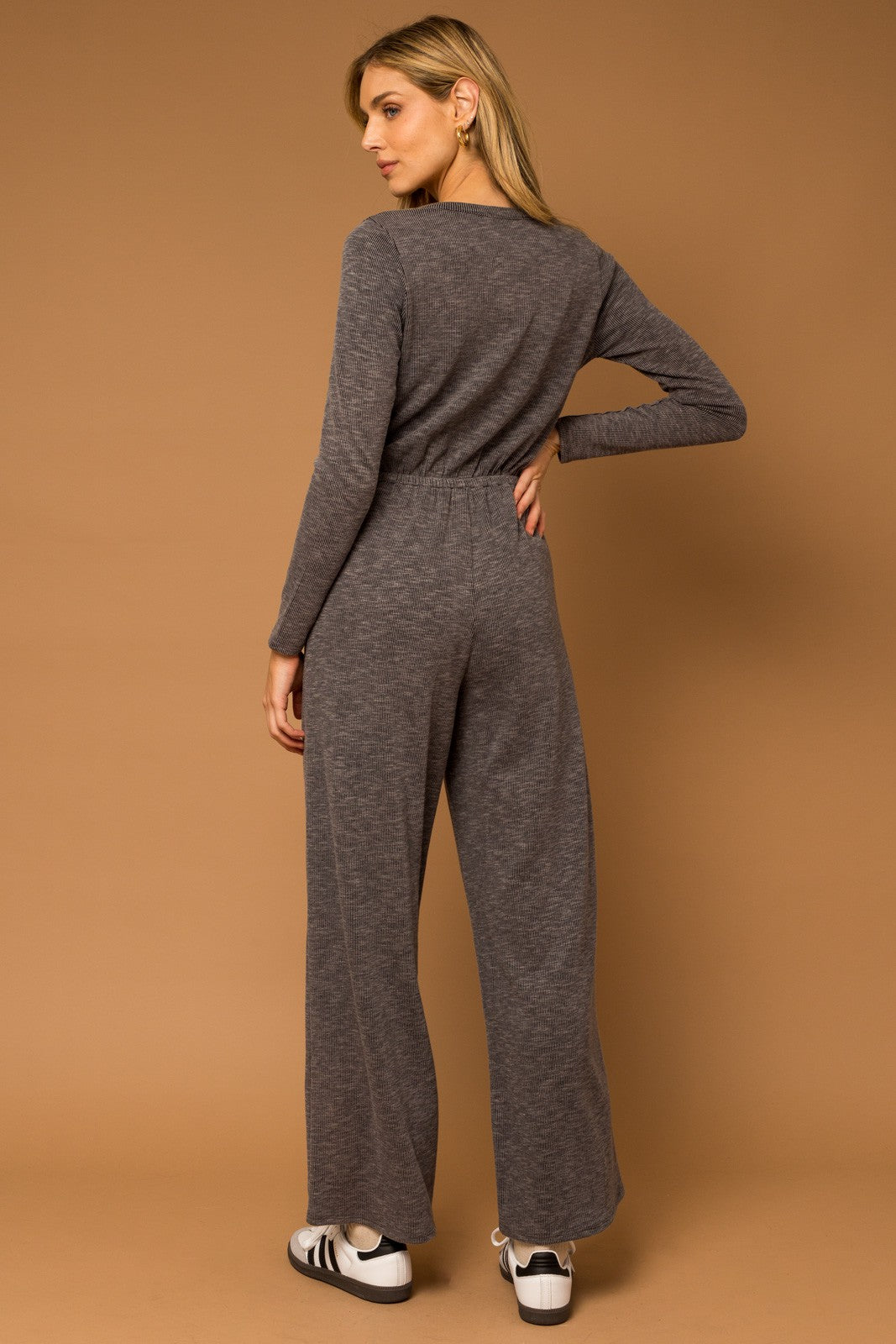 Callie Charcoal Ribbed Jumpsuit