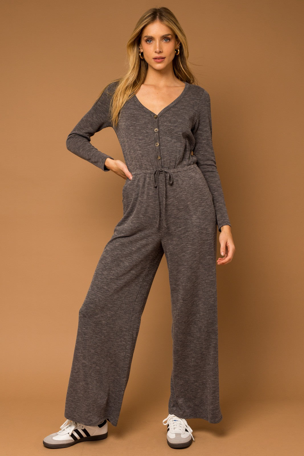 Callie Charcoal Ribbed Jumpsuit