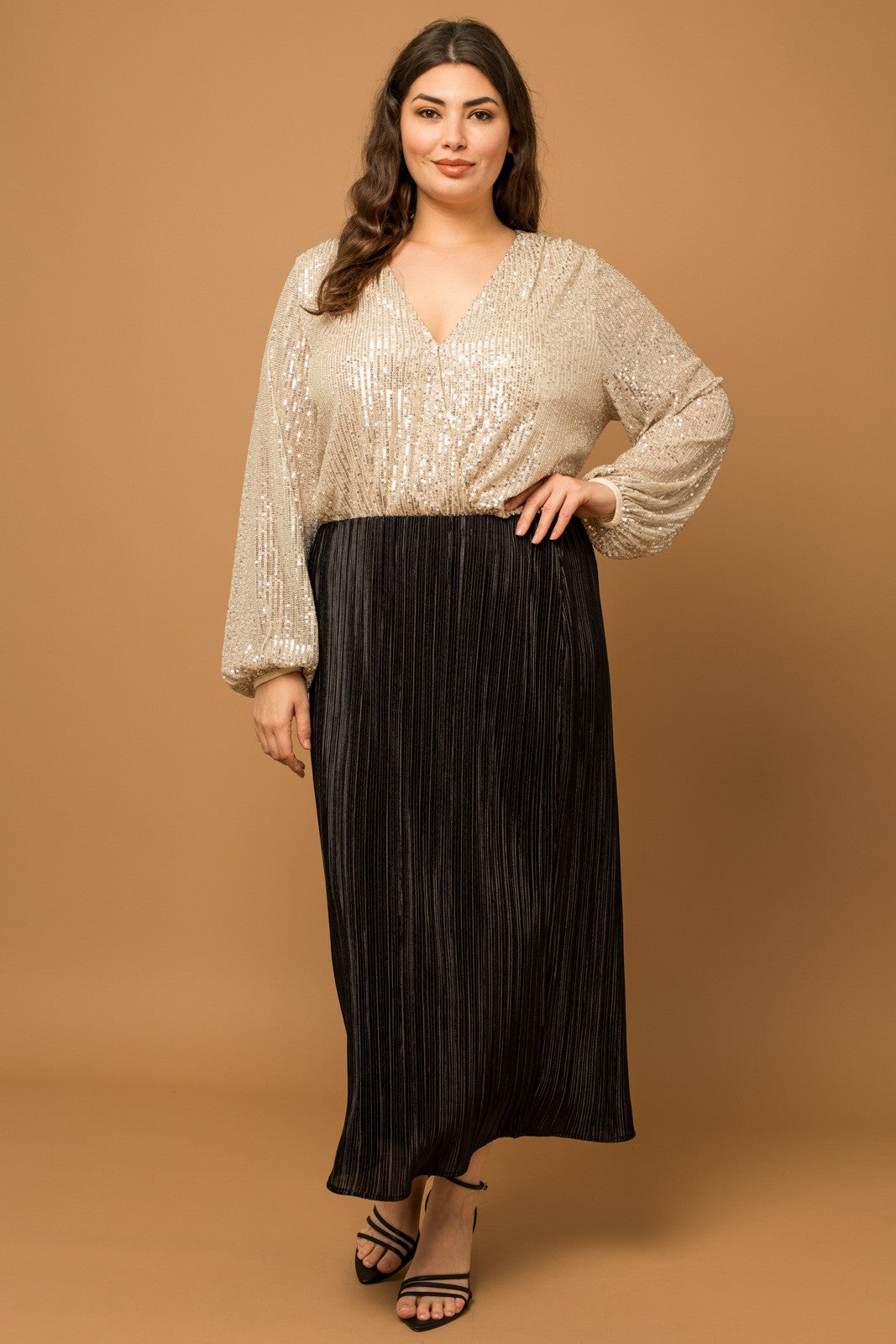 Plus Size Plisse Midi Skirt