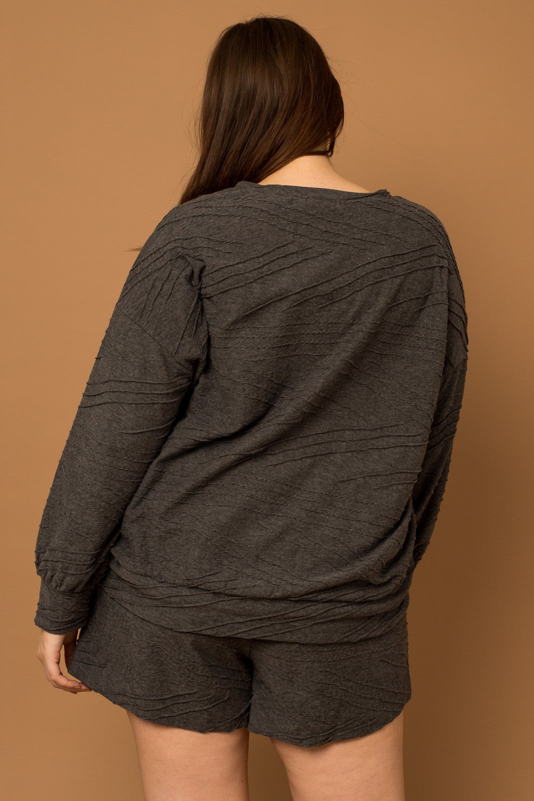 Plus Size Charcoal Textured Set