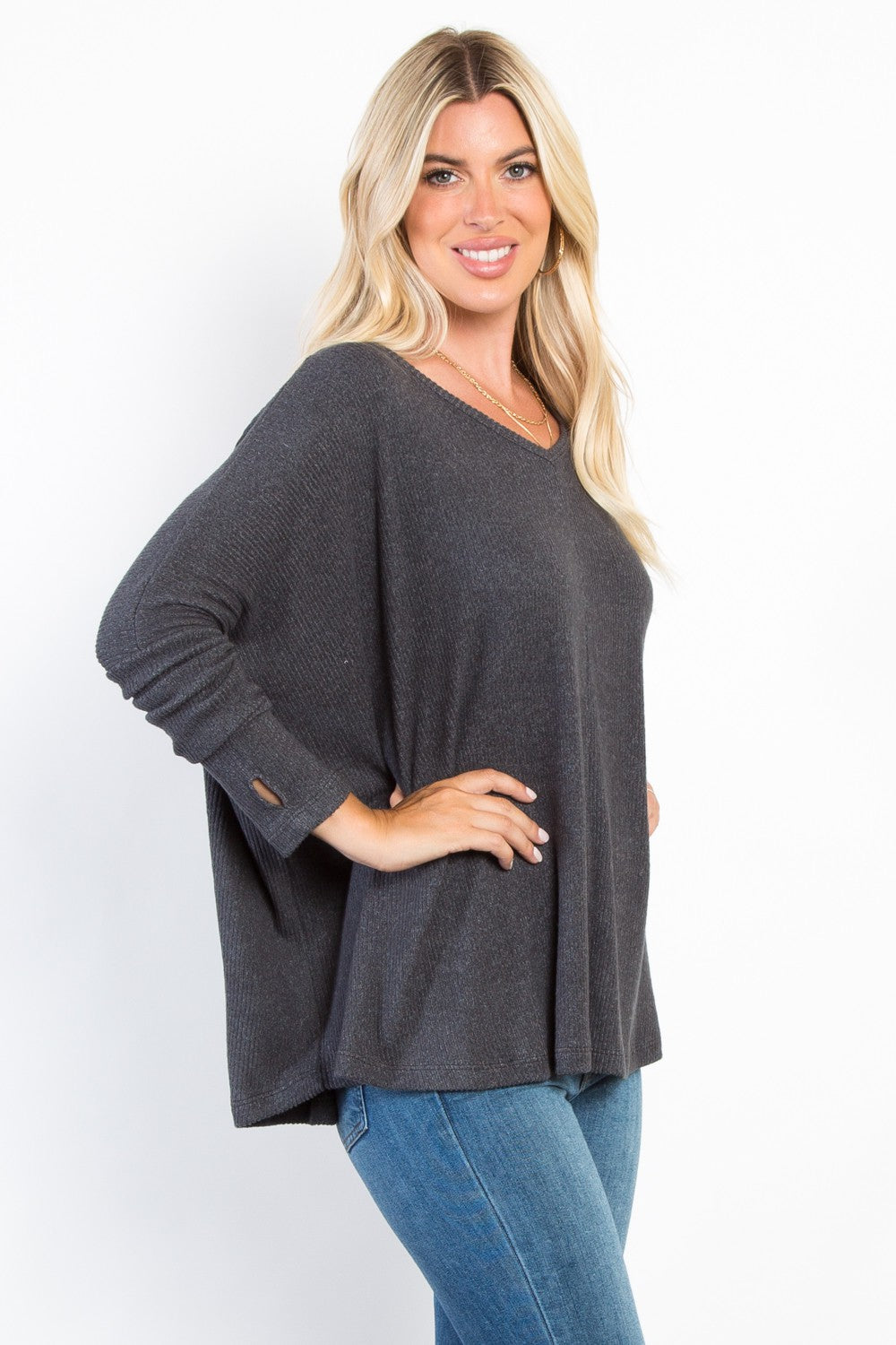 Plus Size Brushed Ribbed Top