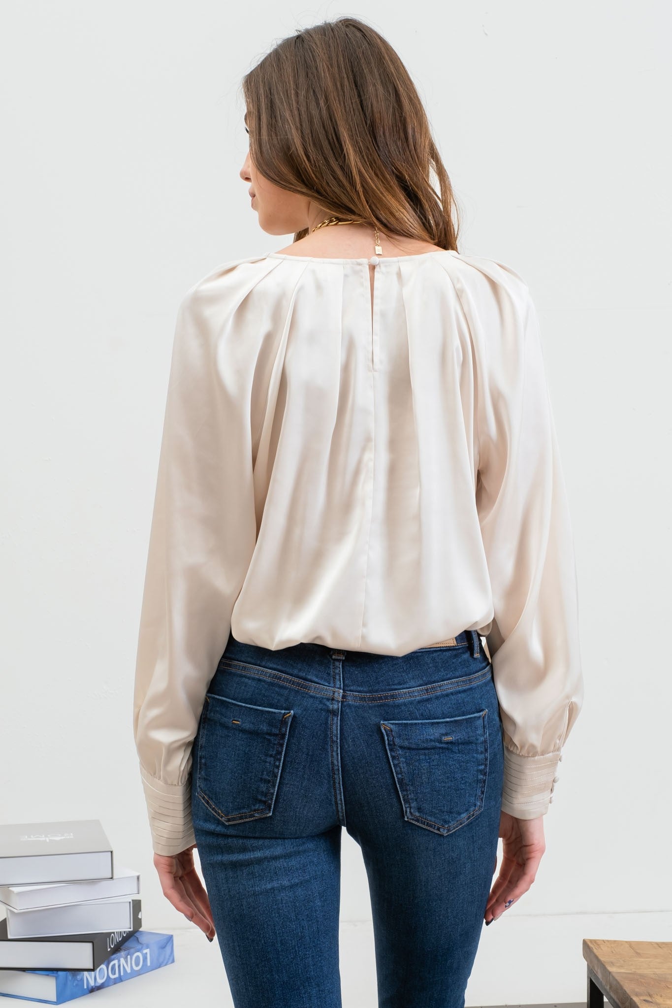 Satin Bishop Sleeve Top - Multiple Colors