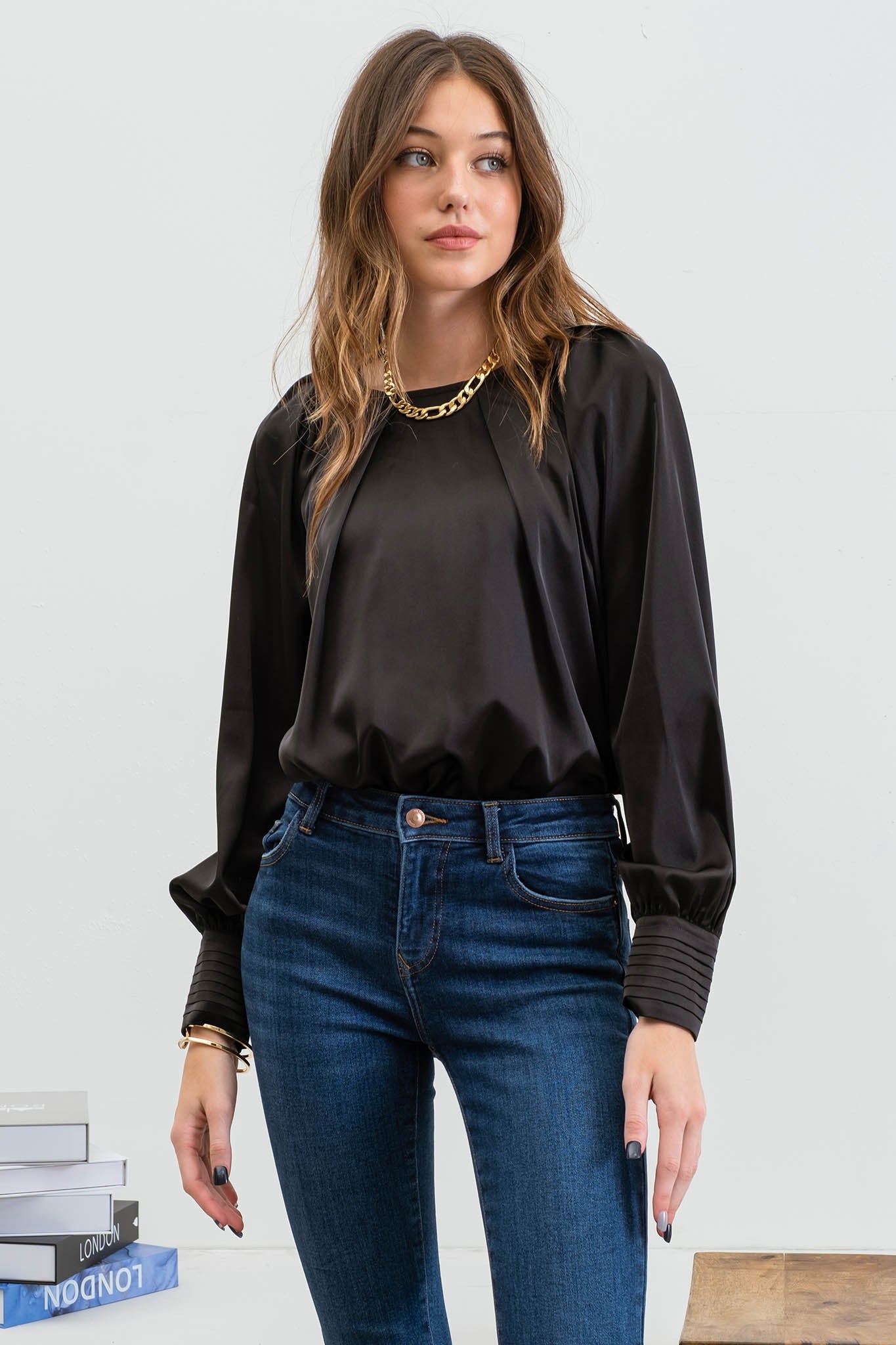 Satin Bishop Sleeve Top - Multiple Colors