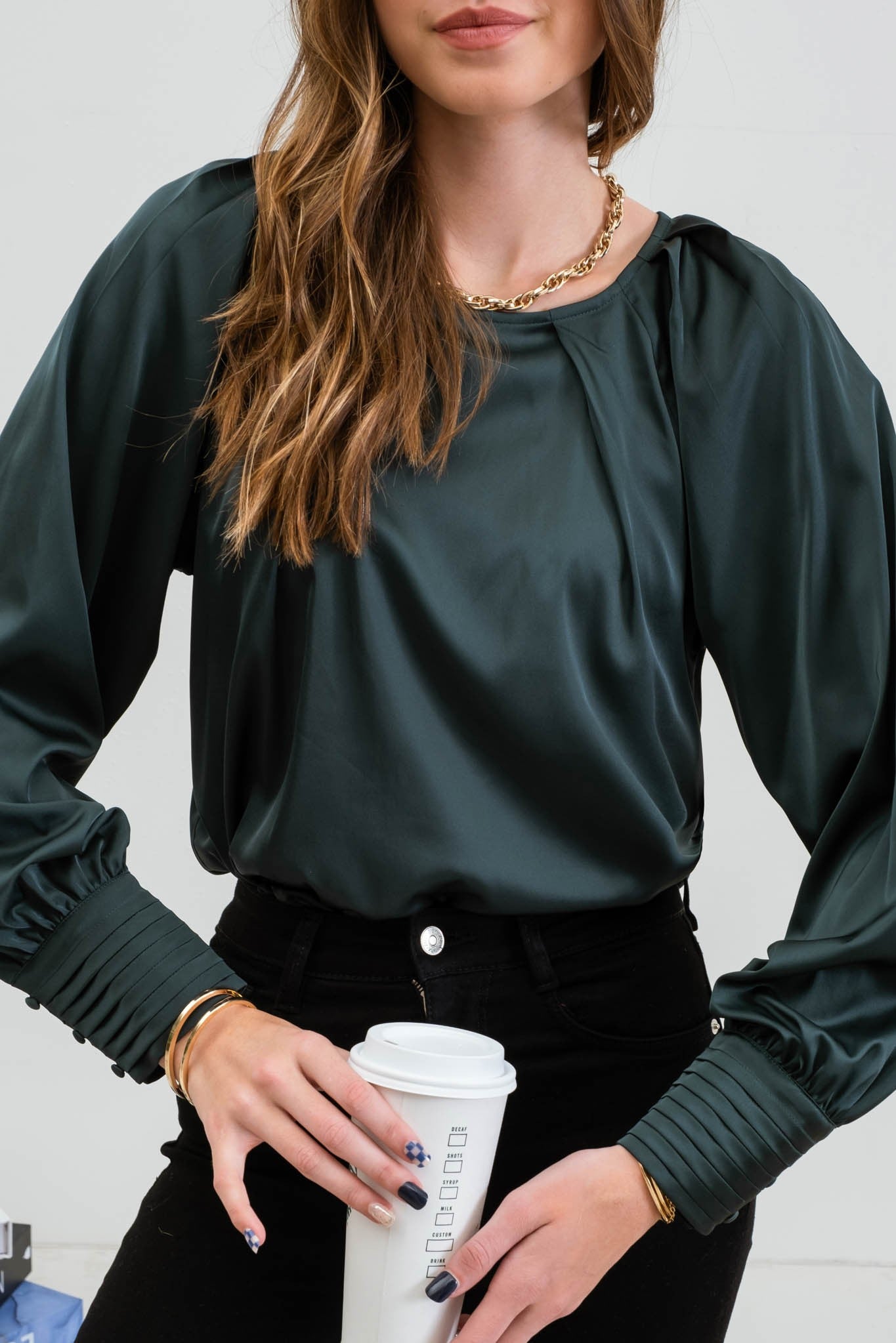 Satin Bishop Sleeve Top - Multiple Colors