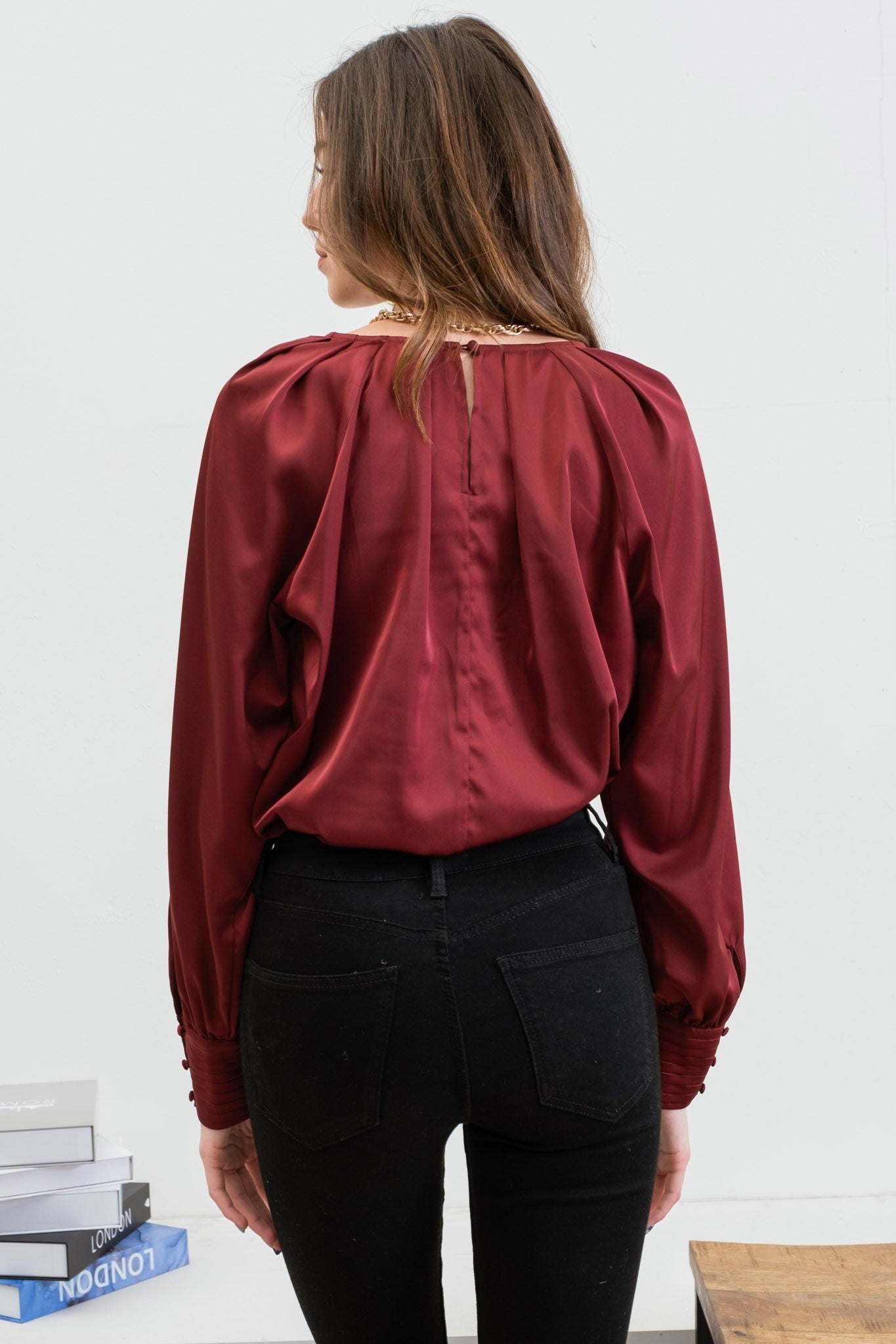 Satin Bishop Sleeve Top - Multiple Colors