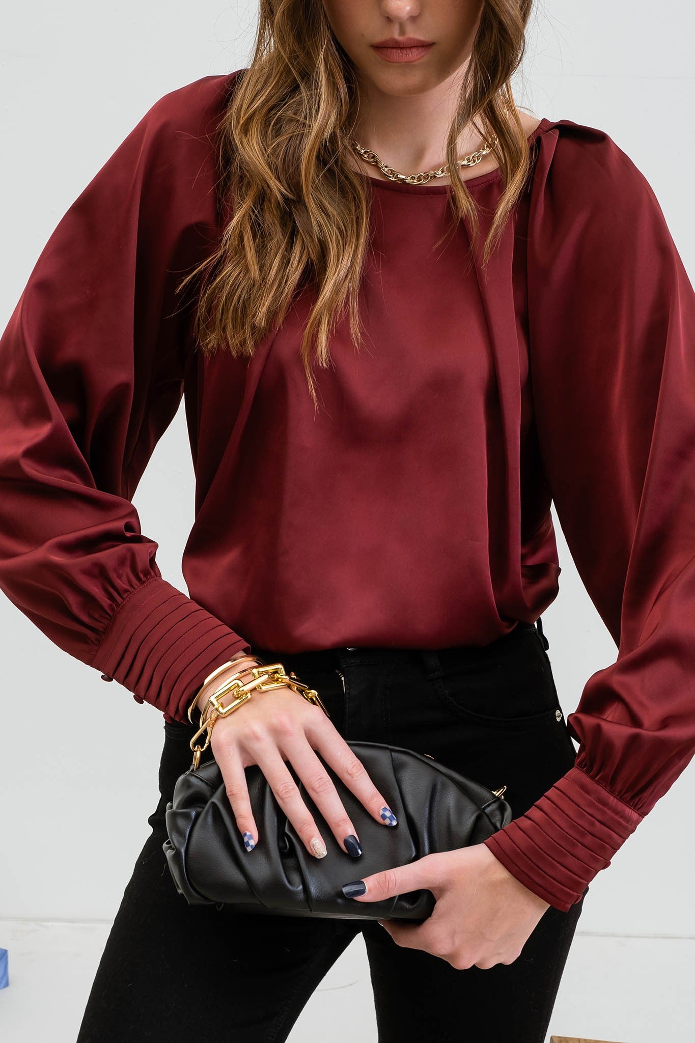 Satin Bishop Sleeve Top - Multiple Colors