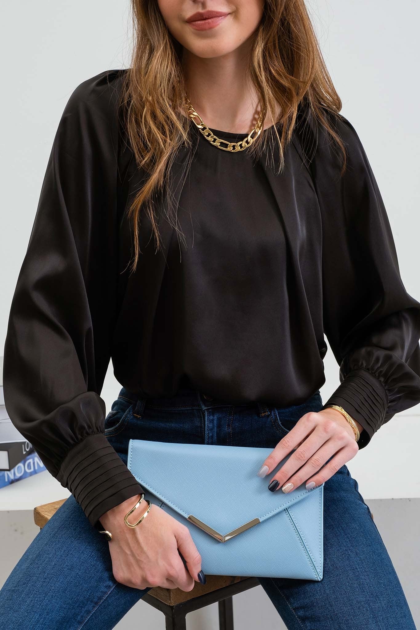 Satin Bishop Sleeve Top - Multiple Colors