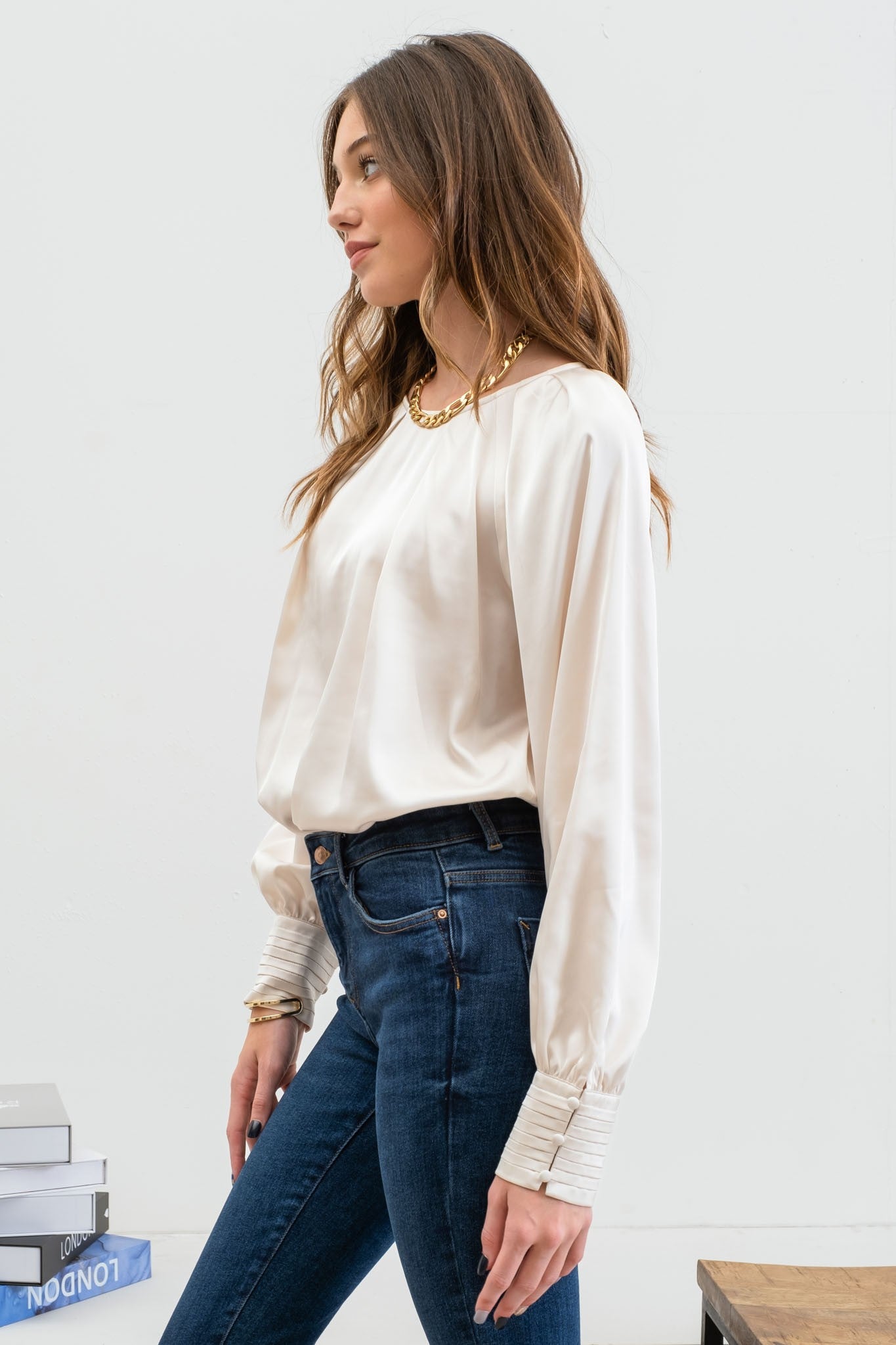 Satin Bishop Sleeve Top - Multiple Colors