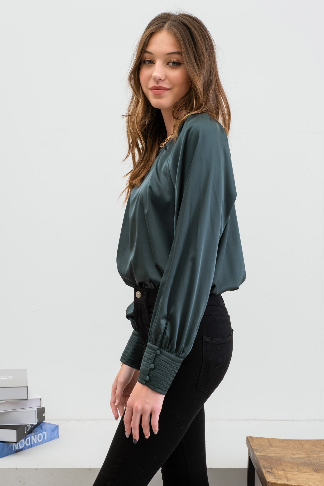 Satin Bishop Sleeve Top - Multiple Colors