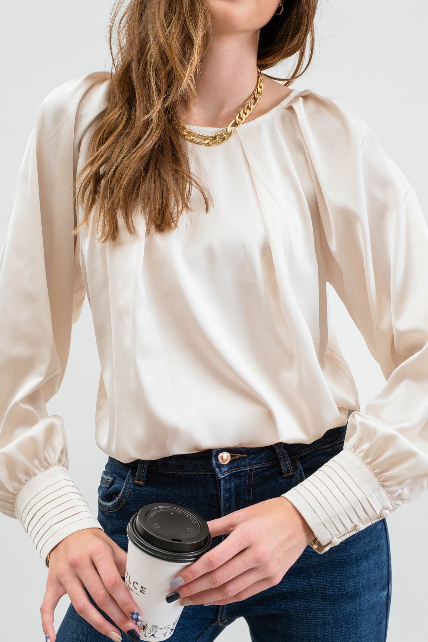 Satin Bishop Sleeve Top - Multiple Colors