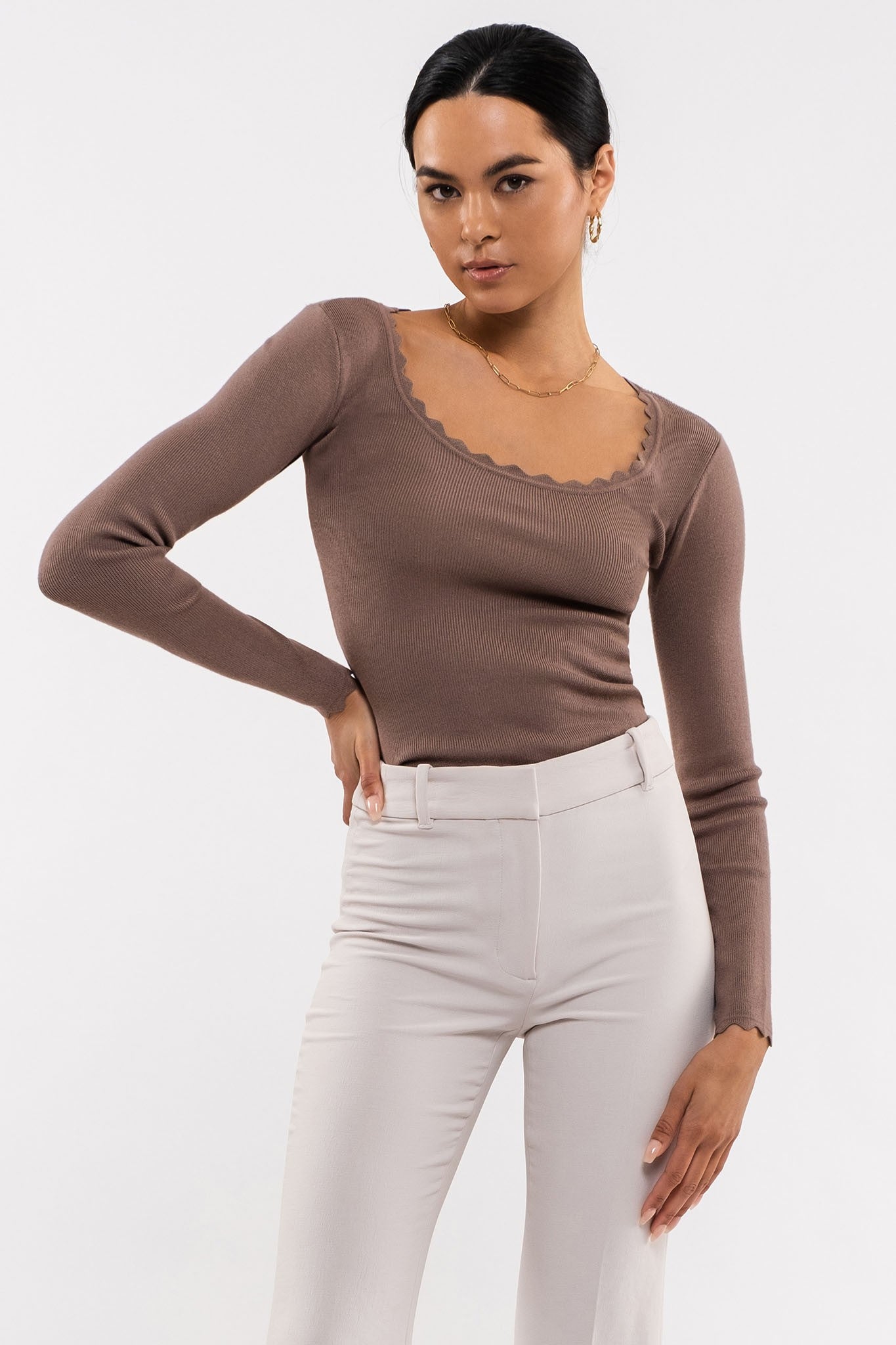 Alma Scallop Edge Long Sleeve - Multiple Colors