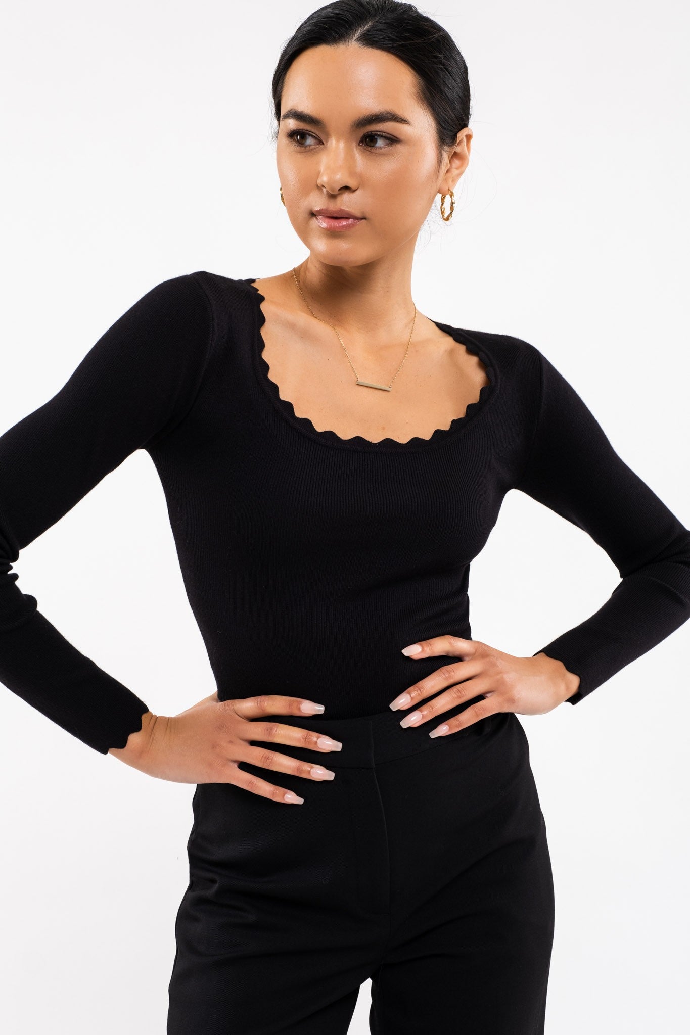 Alma Scallop Edge Long Sleeve - Multiple Colors