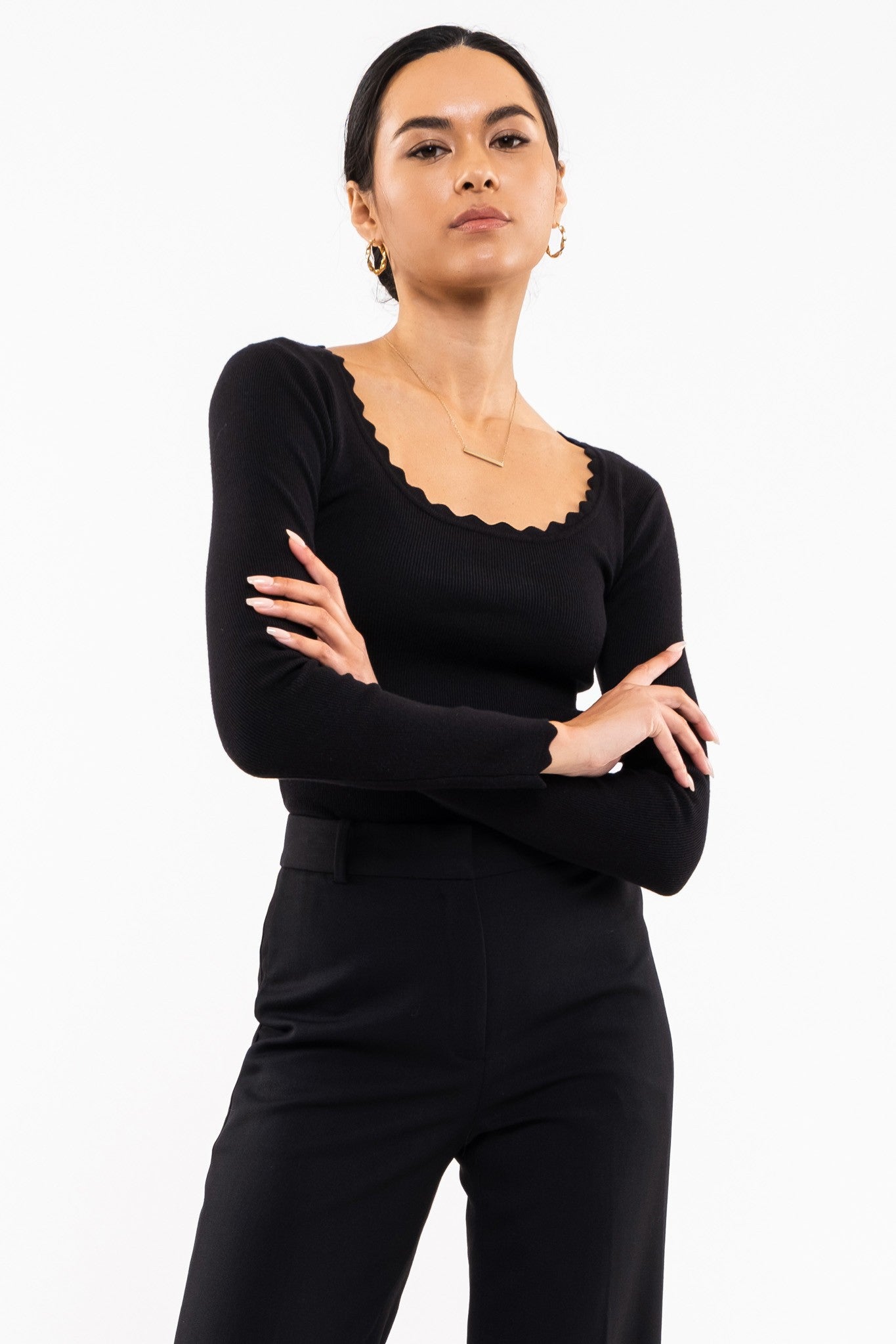 Alma Scallop Edge Long Sleeve - Multiple Colors